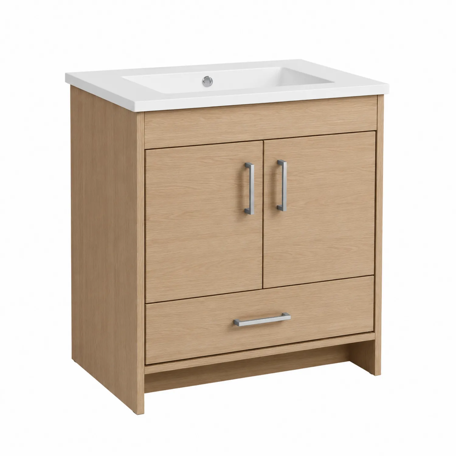 Mobile lavabo singolo in legno MDF effetto rovere chiaro 80x85x45 cm-Placiron