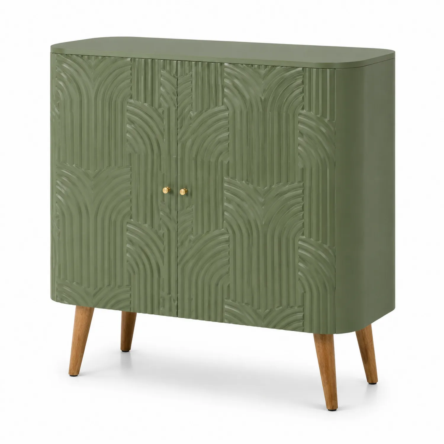 Mobile contenitore in legno con ante incise 80x35x90 cm-Placiron