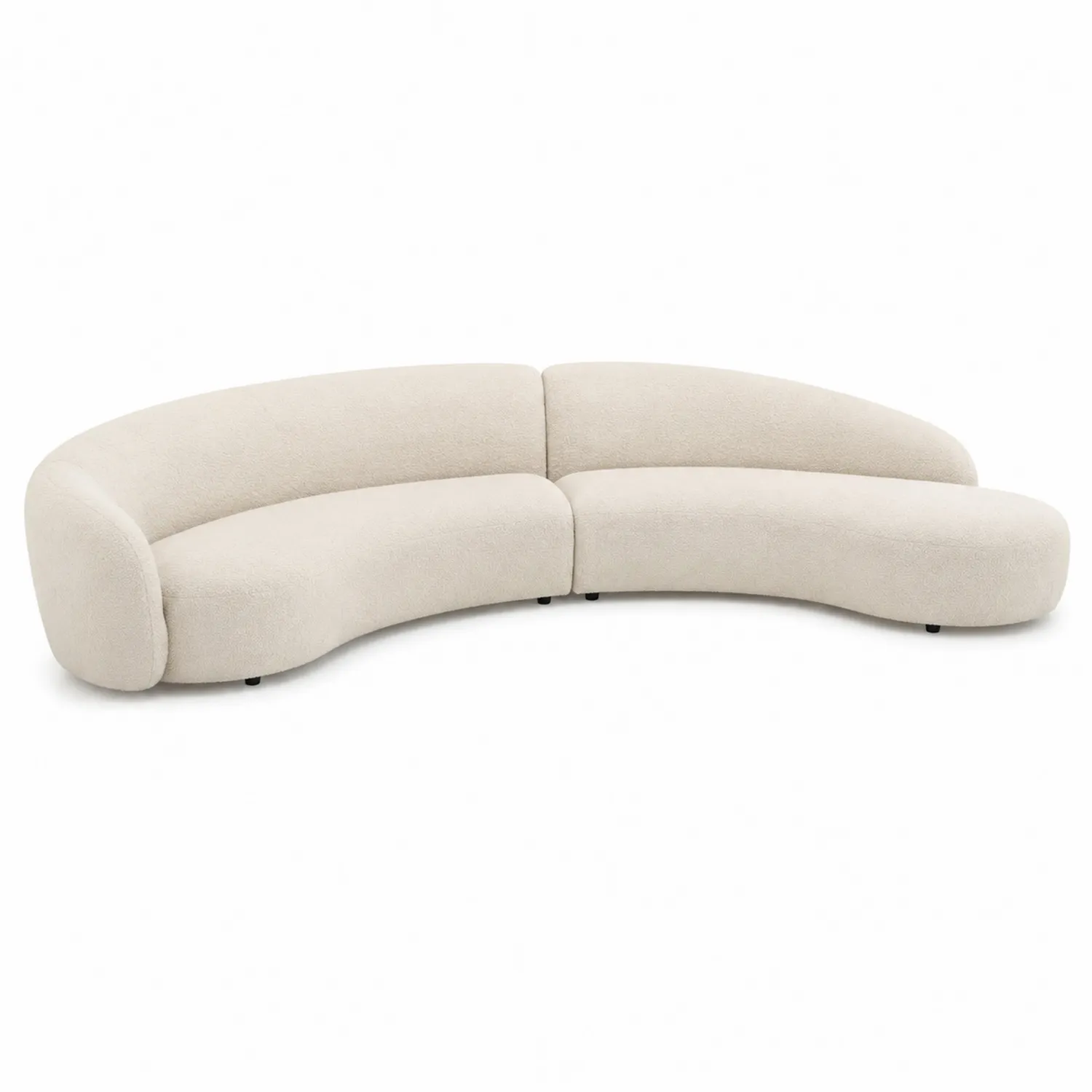 Divano Curvo in Bouclé Crema 3 Posti-Placiron
