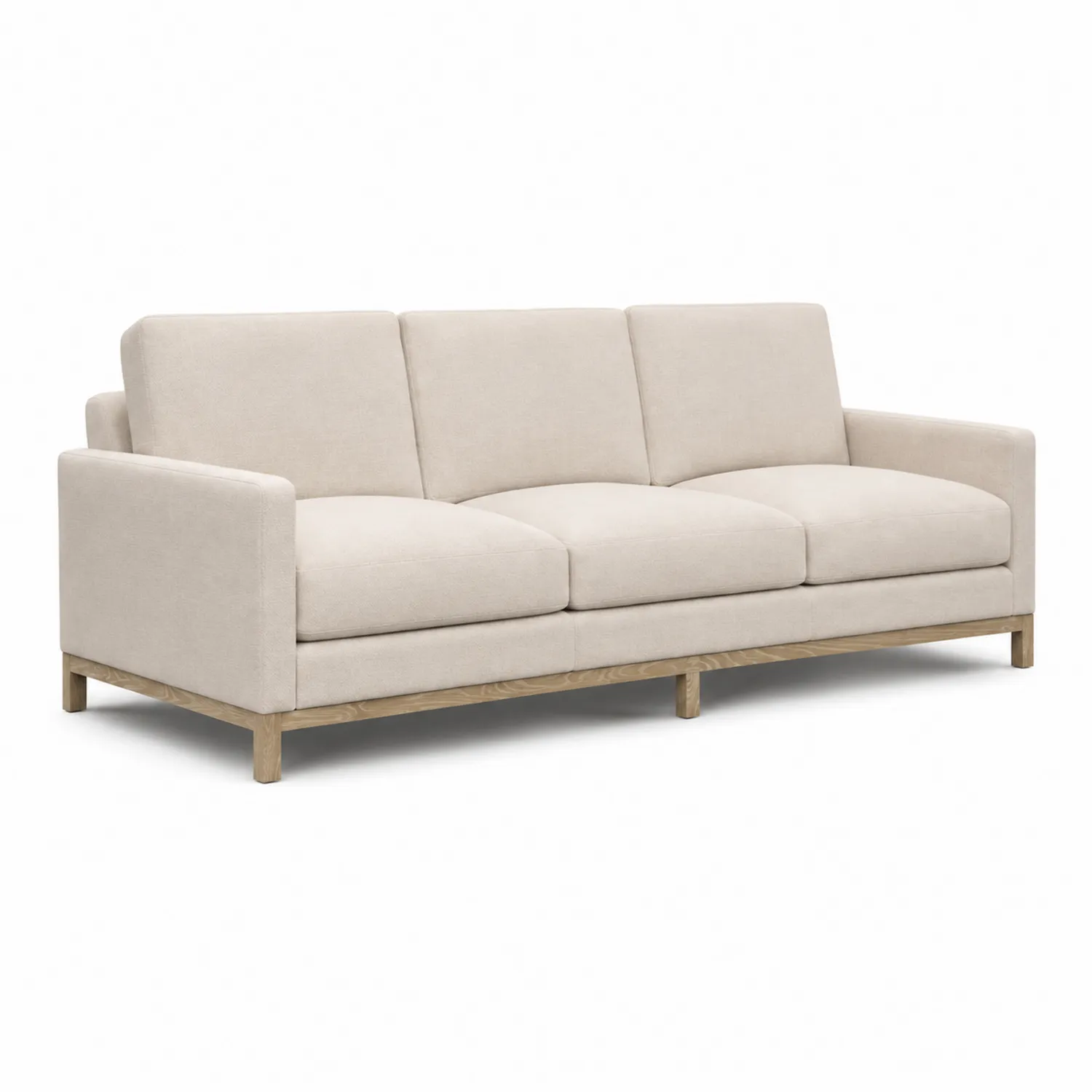 Divano a 3 Posti in Tessuto Beige con Struttura in Legno Massello-Placiron