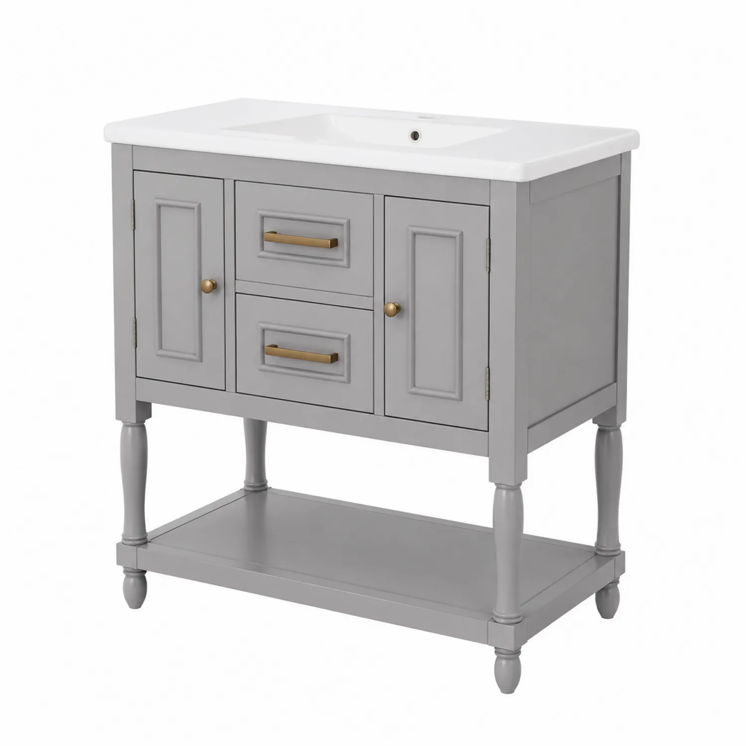 Mobile Lavabo Singolo in Legno Grigio 80x50x85 cm-Placiron