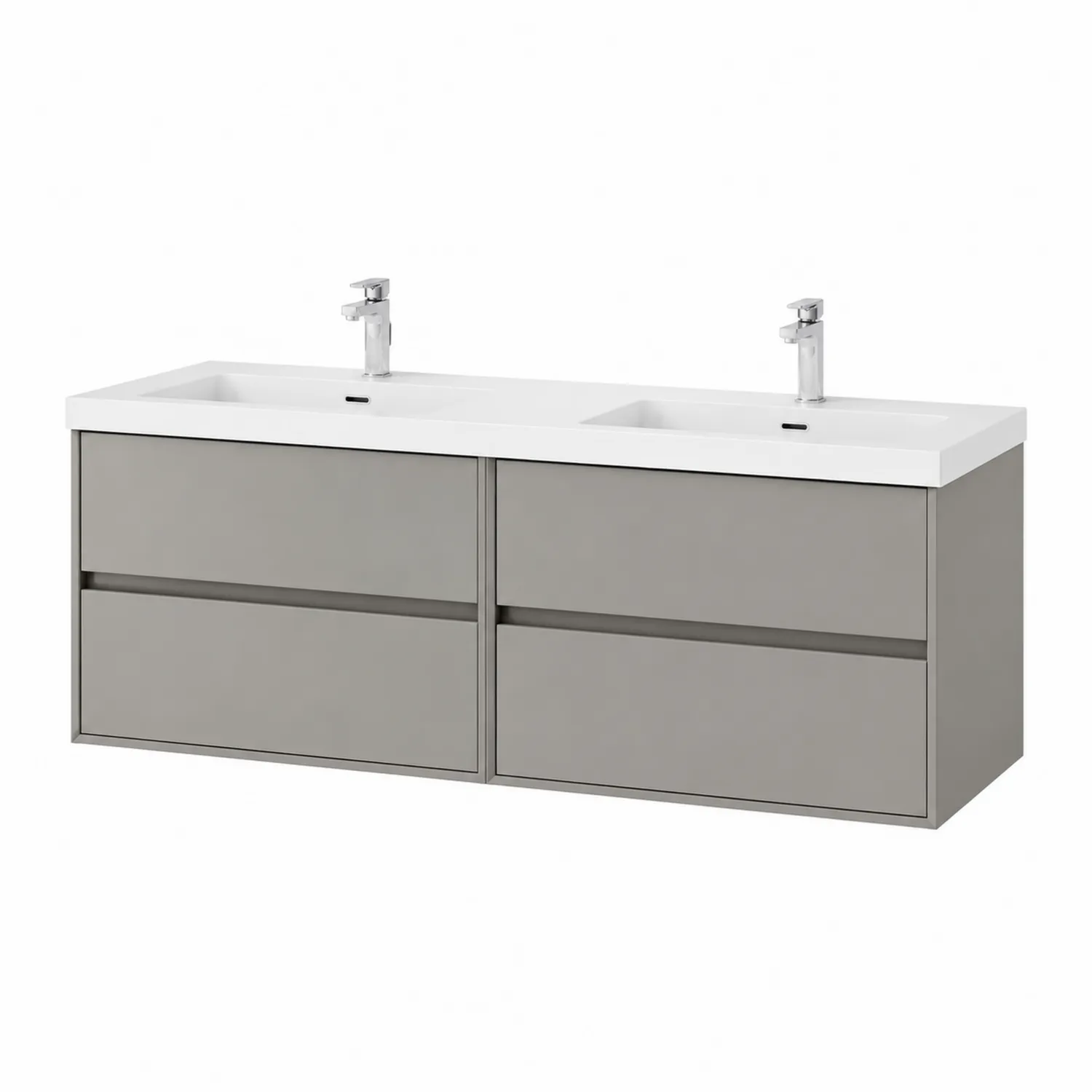 Mobile lavabo sospeso in MDF con lavabo in ceramica bianco 120x45x50 cm Grigio-Placiron