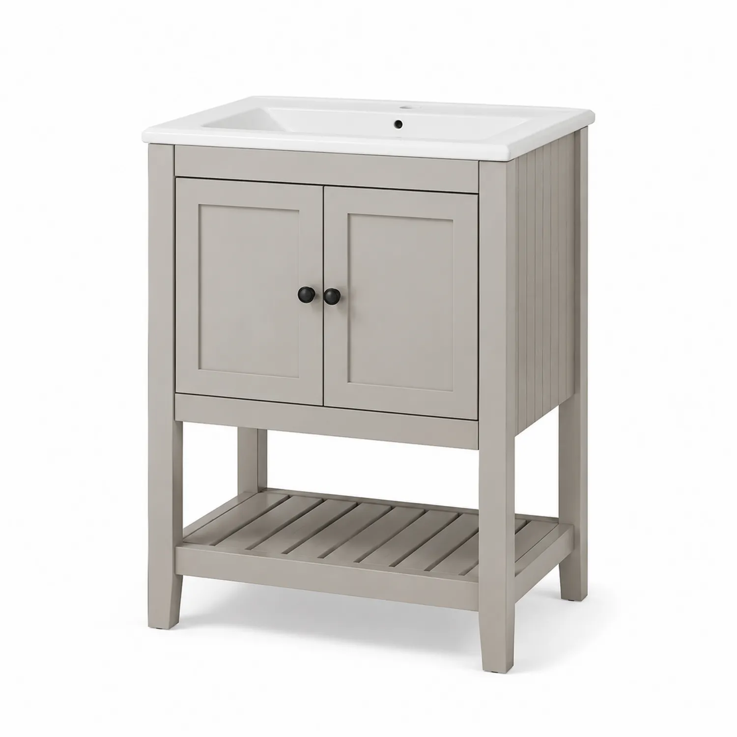 Mobile lavabo singolo in MDF Grigio con lavabo in Ceramica 60x85x46 cm-Placiron