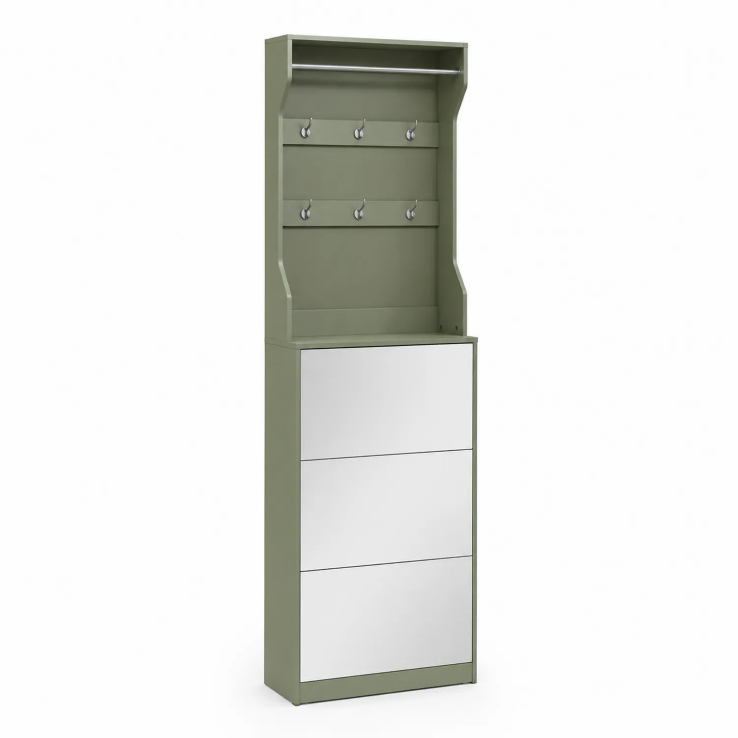Scarpiera ingresso con specchio e appendiabiti in legno MDF-Placiron