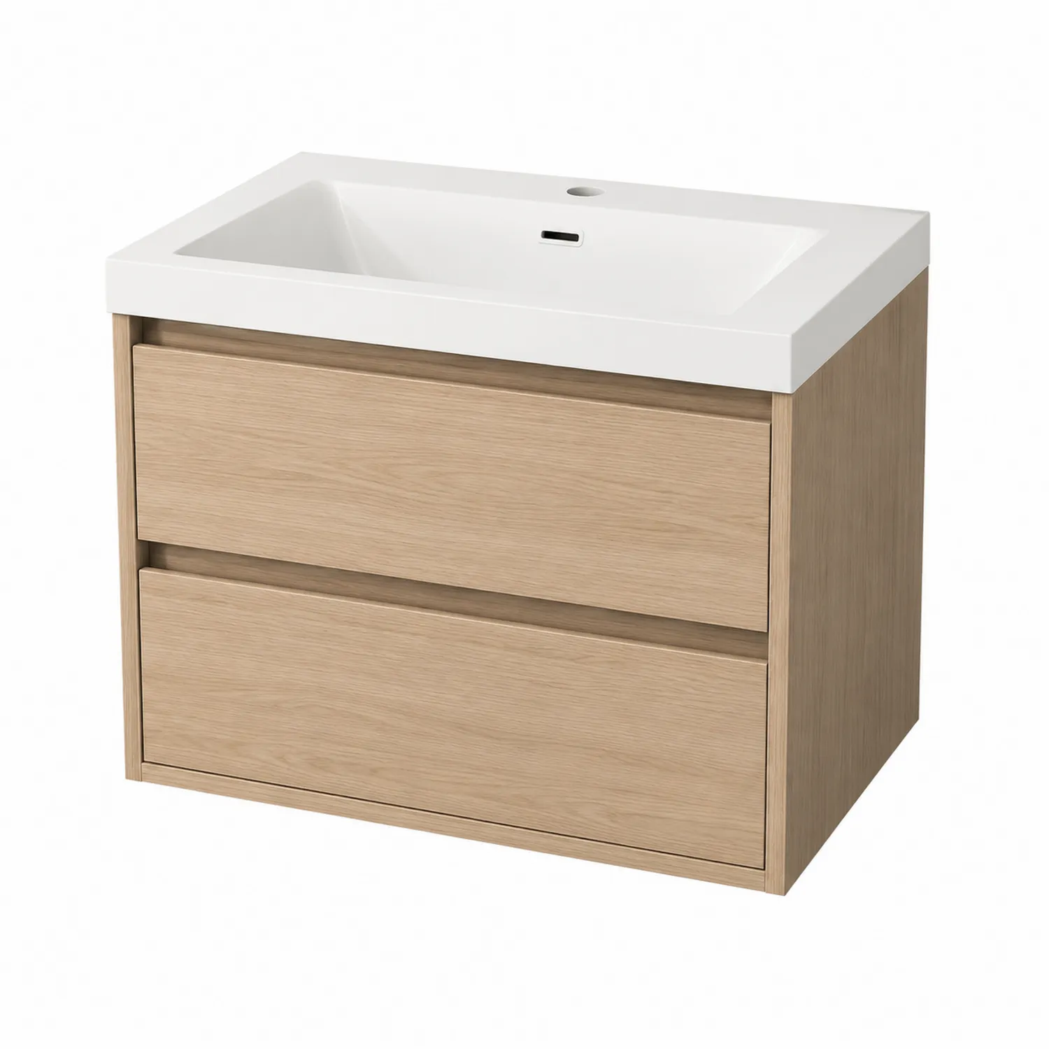 Mobile lavabo sospeso in legno rover con lavabo in ceramica bianca-Placiron