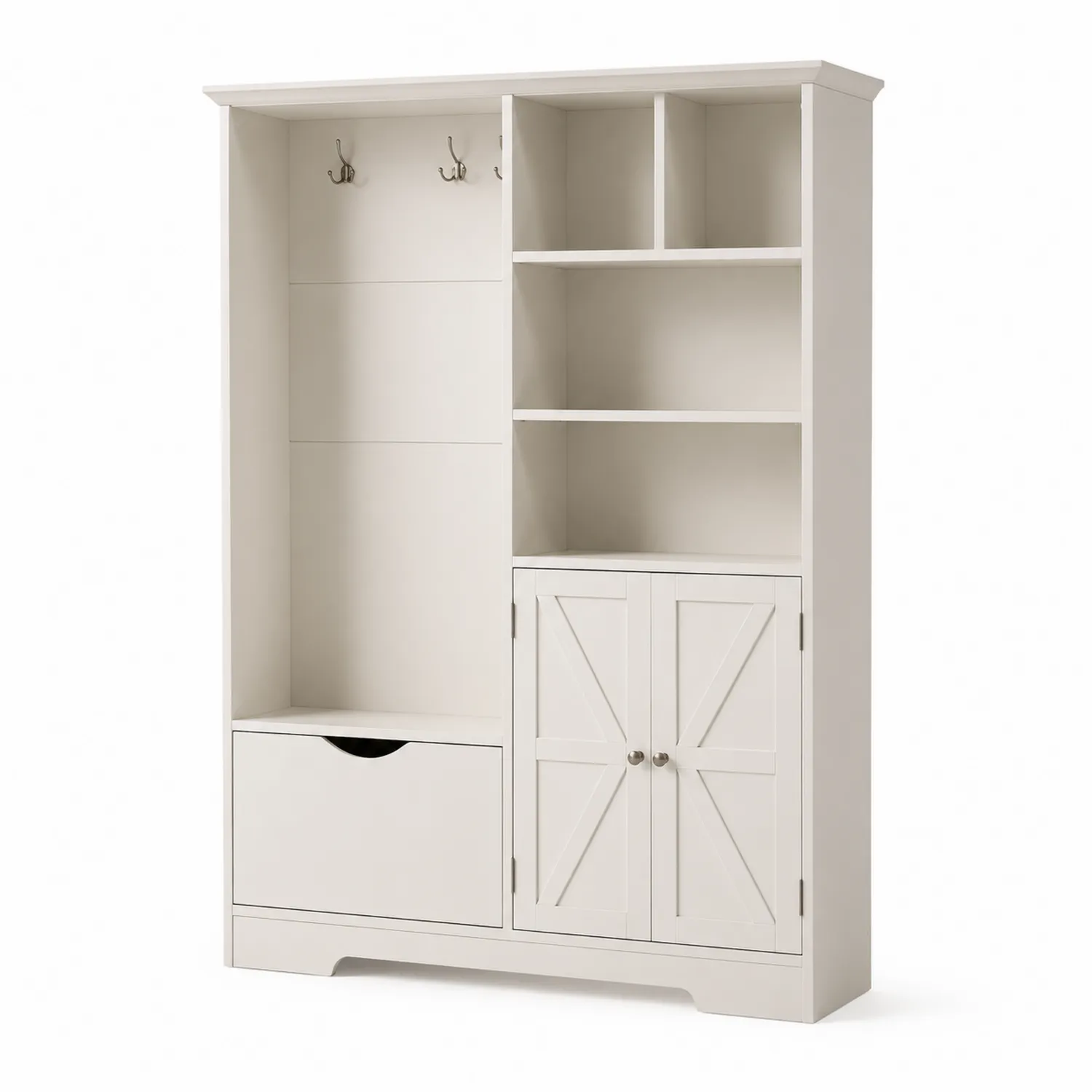 Armadio da Ingresso in Legno Bianco con Mensole-Placiron