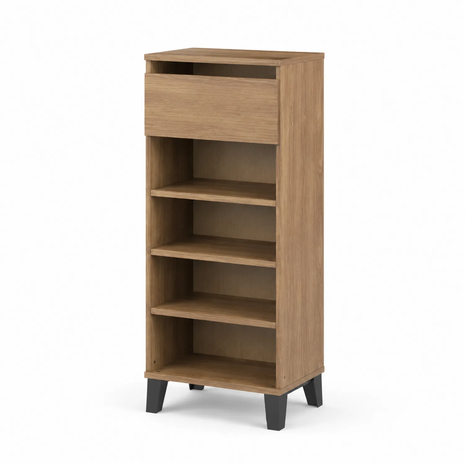Scarpiera in Legno MDF con Gambe in Metallo Rovere 45x33x105 cm-Placiron