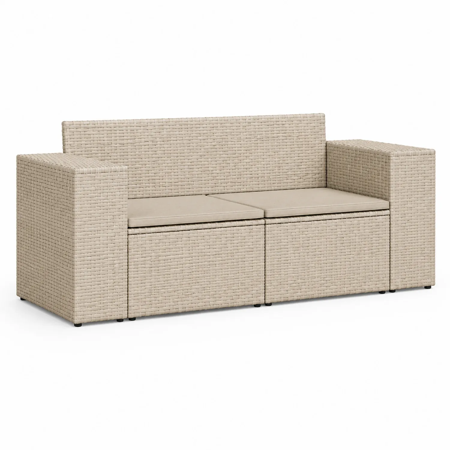 Divano da giardino in rattan sintetico intrecciato beige-Placiron