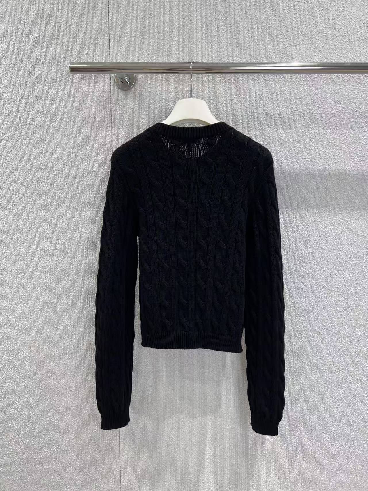 LEW 25SS Embroidered Fried Dough Twists knit cardigan
