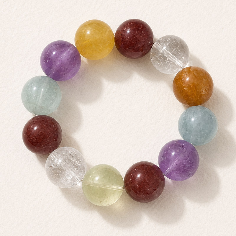 Sweetfeel 17mm Seven Chakras Mixed Gemstones Crystal Bracelet