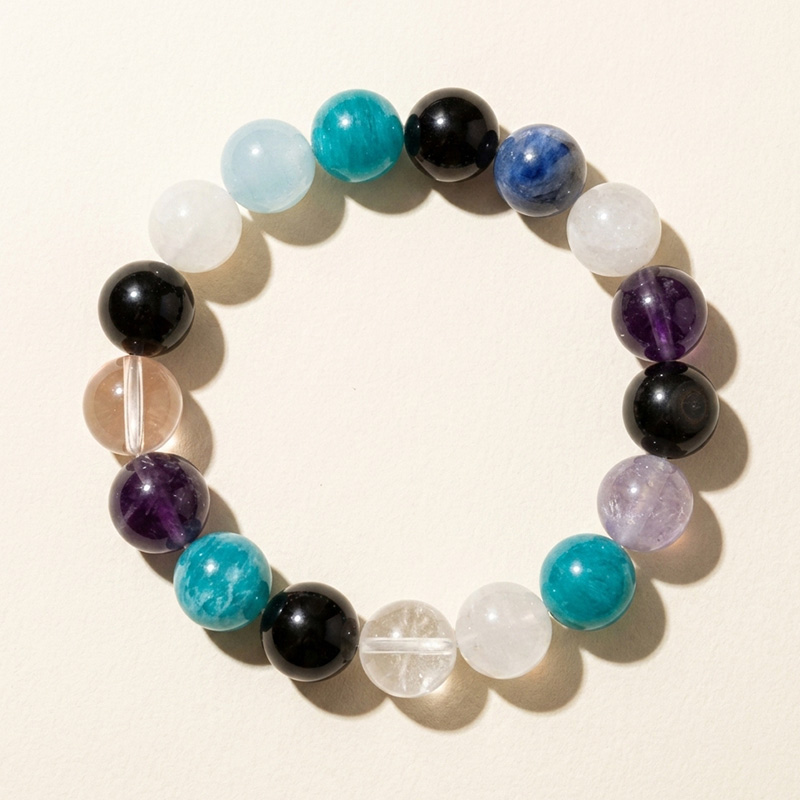 Chakra Mixed Crystal 12.3MM Balancing Multistone Crystal Bracelet