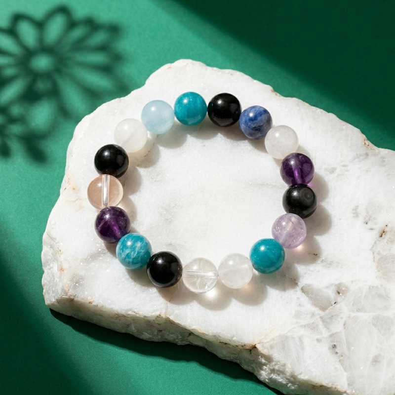 Chakra Mixed Crystal 12.3MM Balancing Multistone Crystal Bracelet