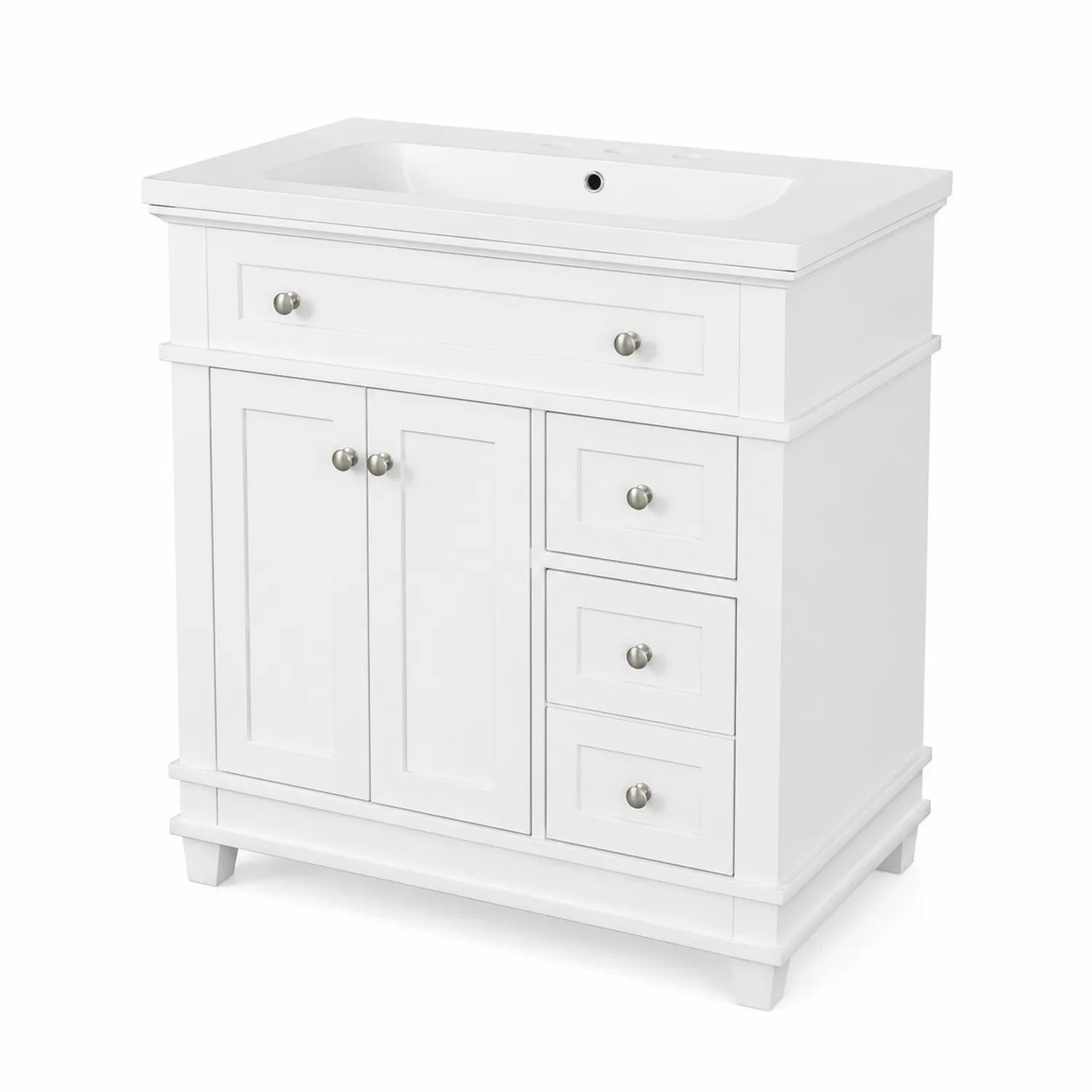 Mobile sottolavabo in MDF Bianco con Cassetti e Ante