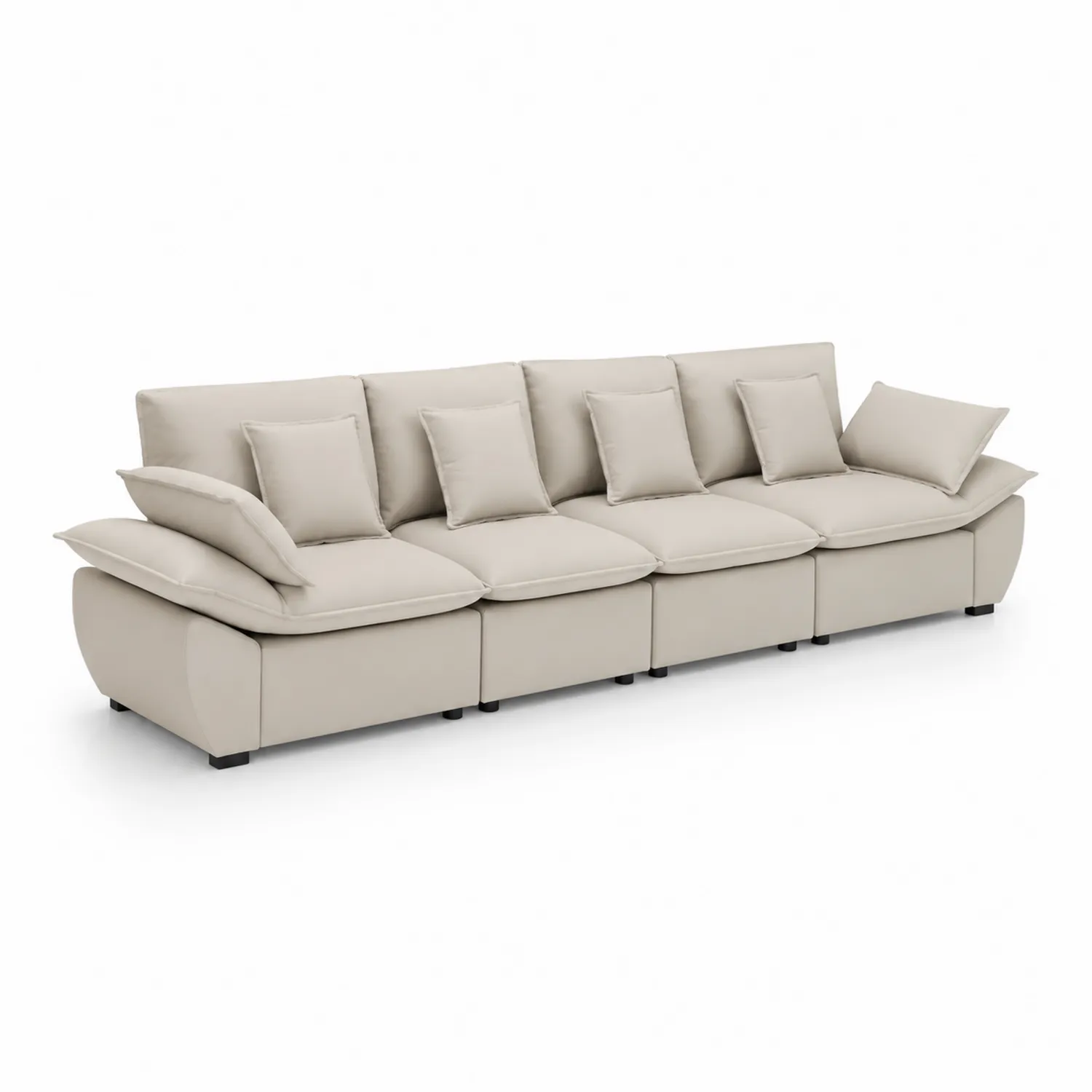 Divano modulare in tessuto poliestere beige 5 posti