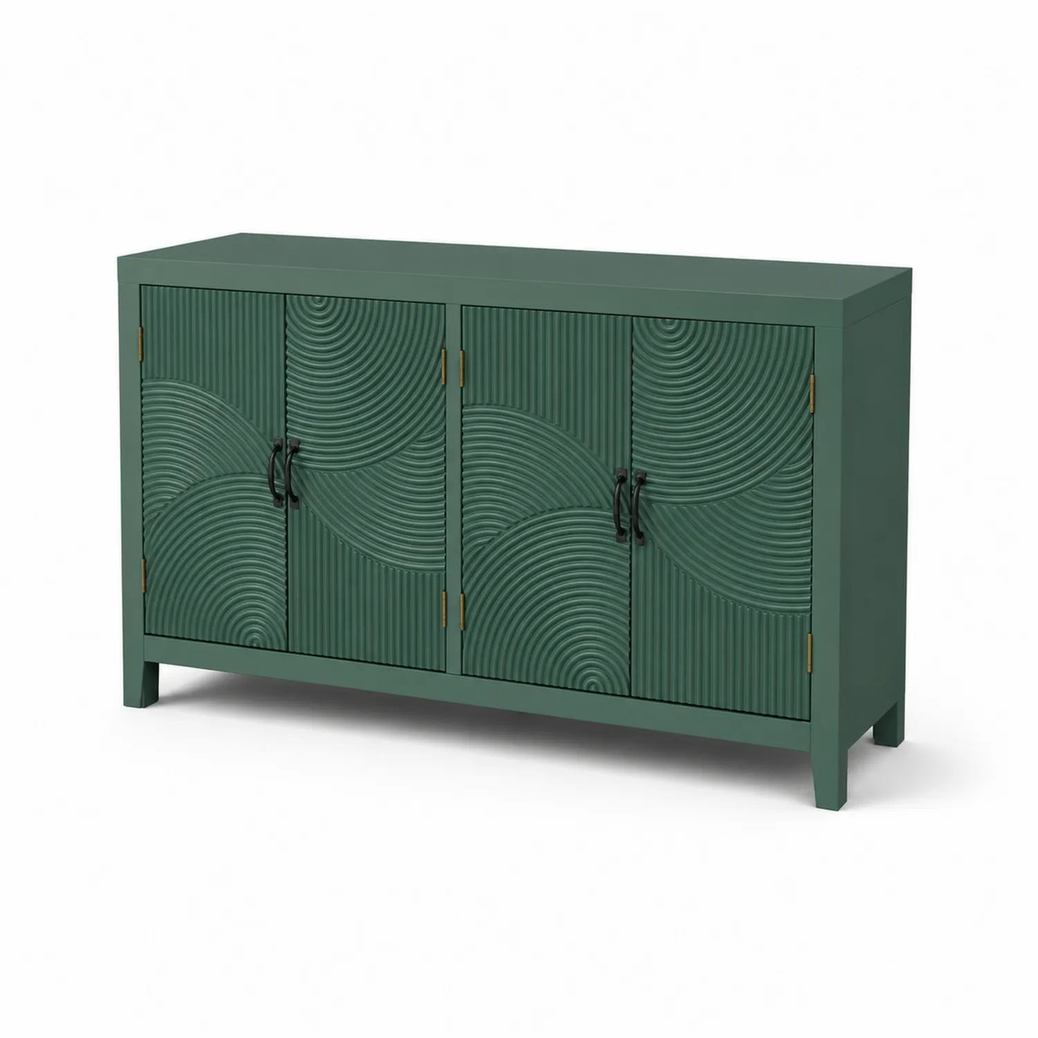 Credenza in legno con motivo a cerchi verde 120x40x80 cm