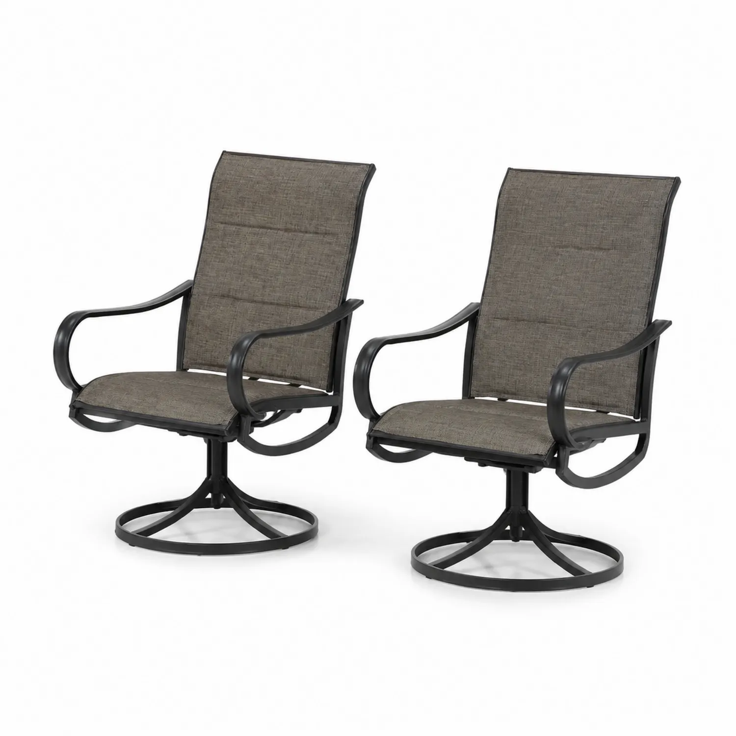 Set di 2 Sedie da Esterno in Metallo e Tessuto Grigio