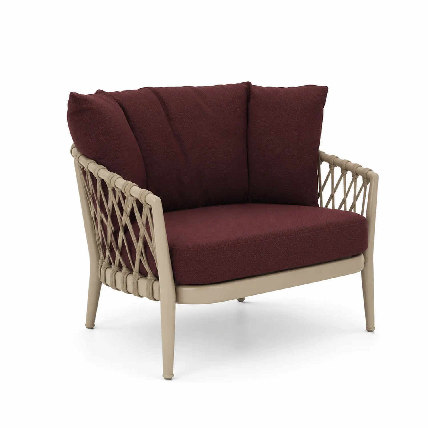 Poltrona da esterno in acciaio e tessuto poliestere Rosso/Beige