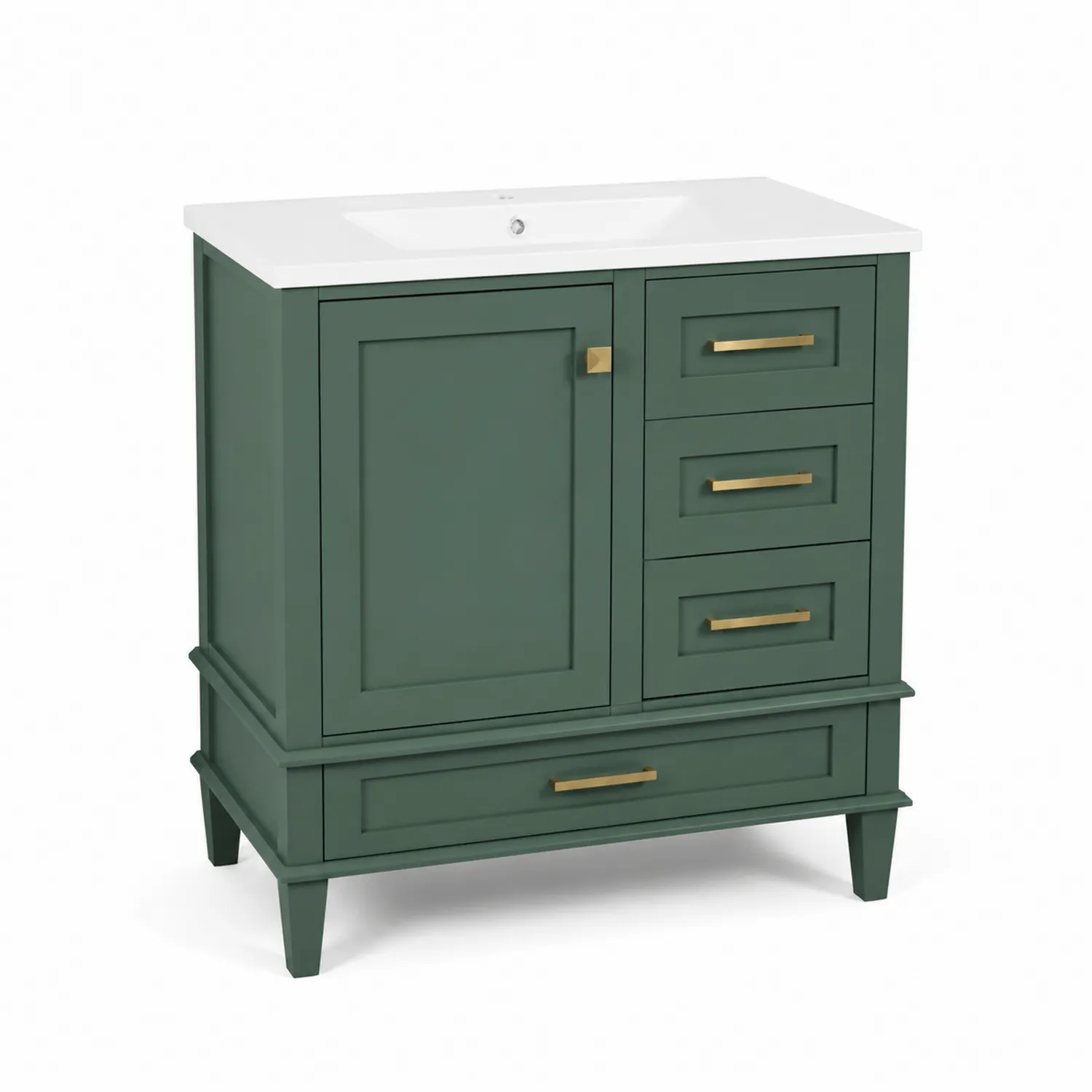 Mobile Sottolavabo in Legno Verde con Lavabo in Ceramica