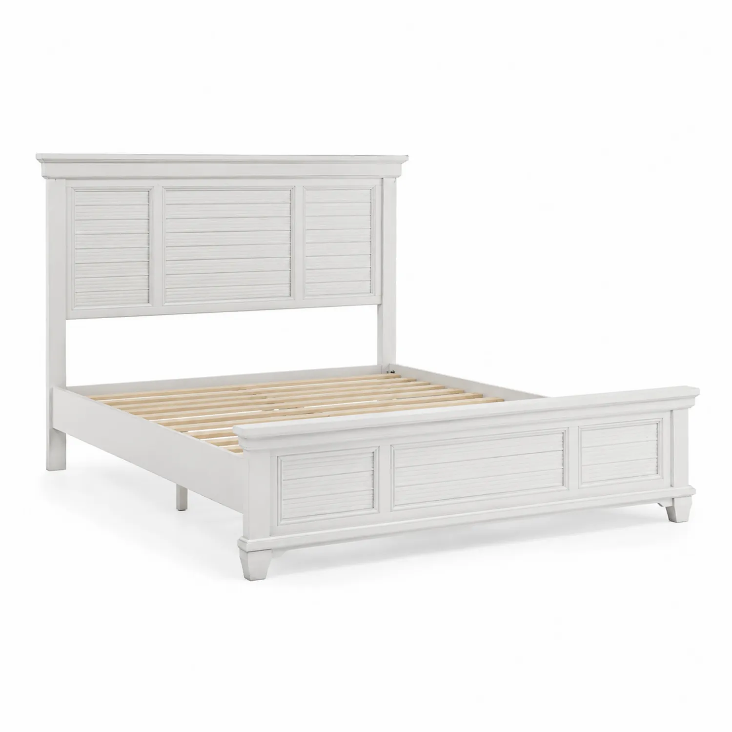 Letto Matrimoniale in Legno Bianco con Testiera e Pediera
