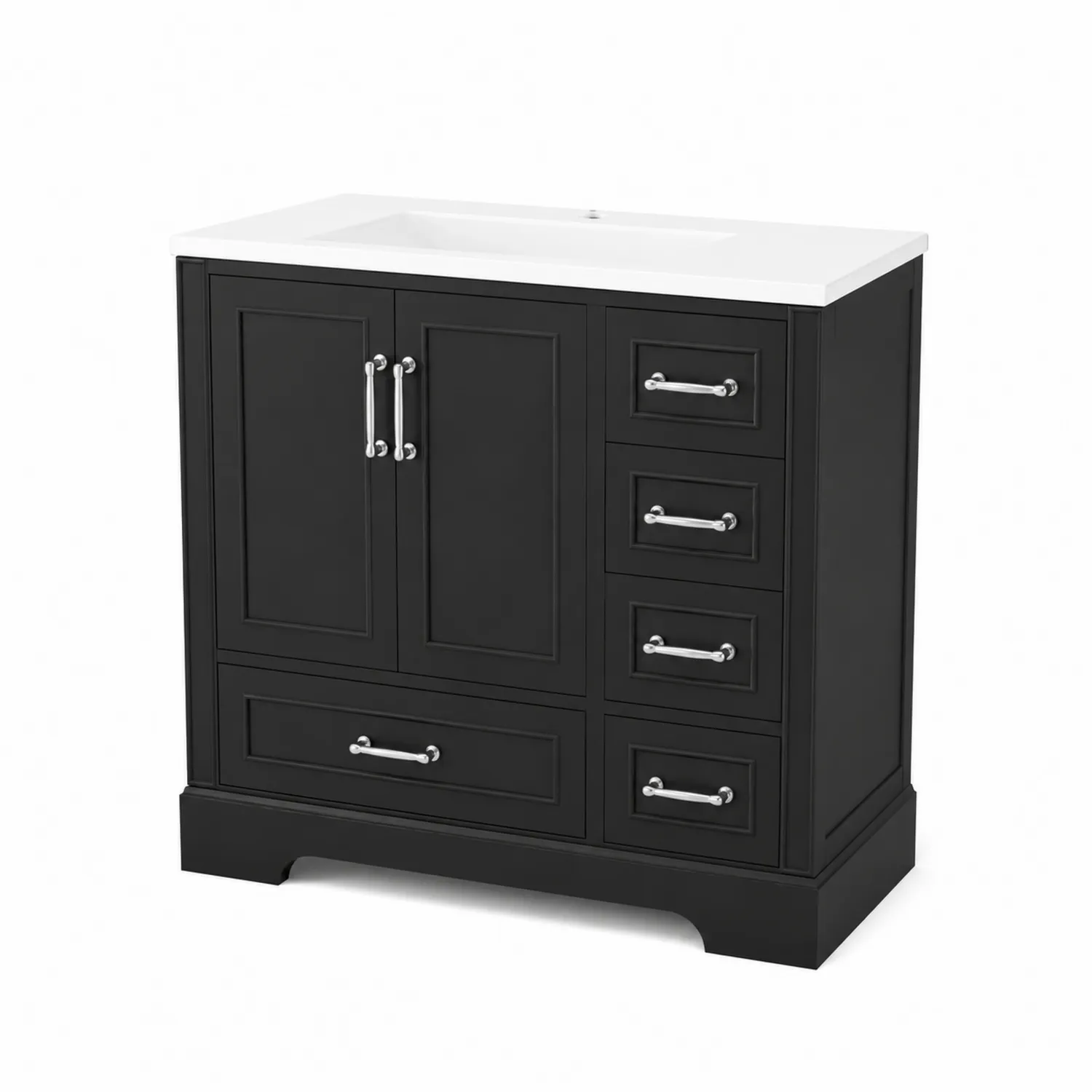 Mobile lavabo in legno nero con lavello in ceramica