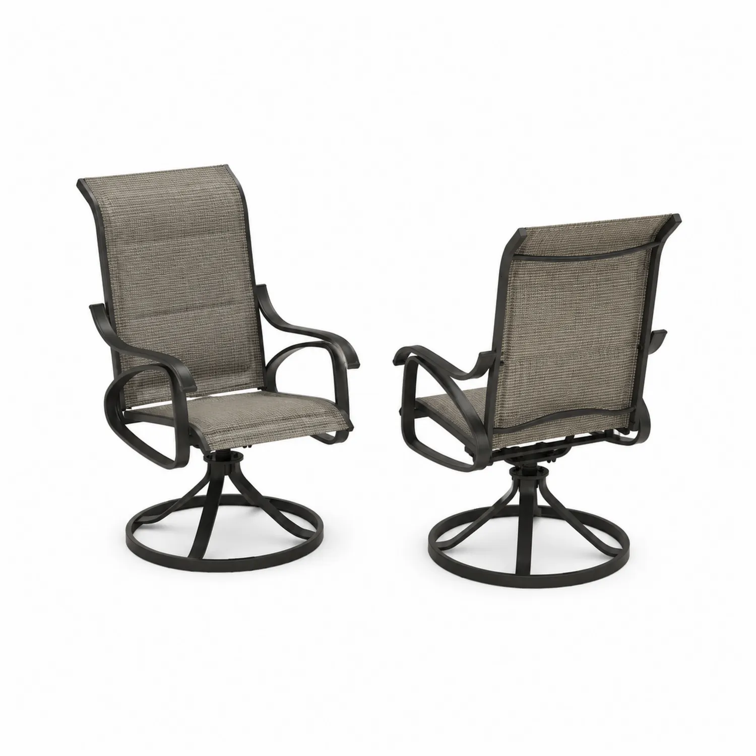 Set di 2 sedie da esterno in alluminio e tessuto grigio con base girevole