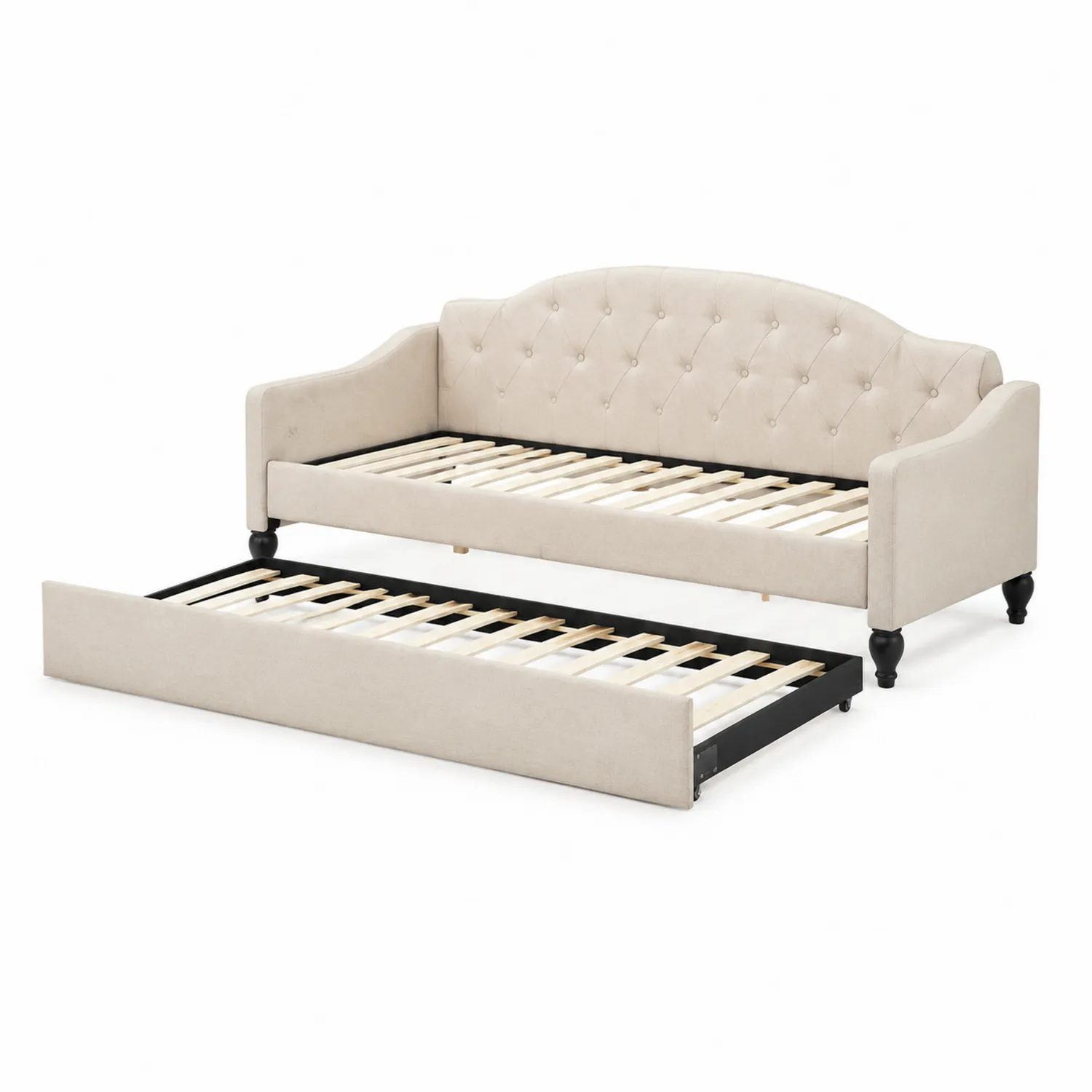 Letto da giorno in legno con cassetto estraibile in poliestere