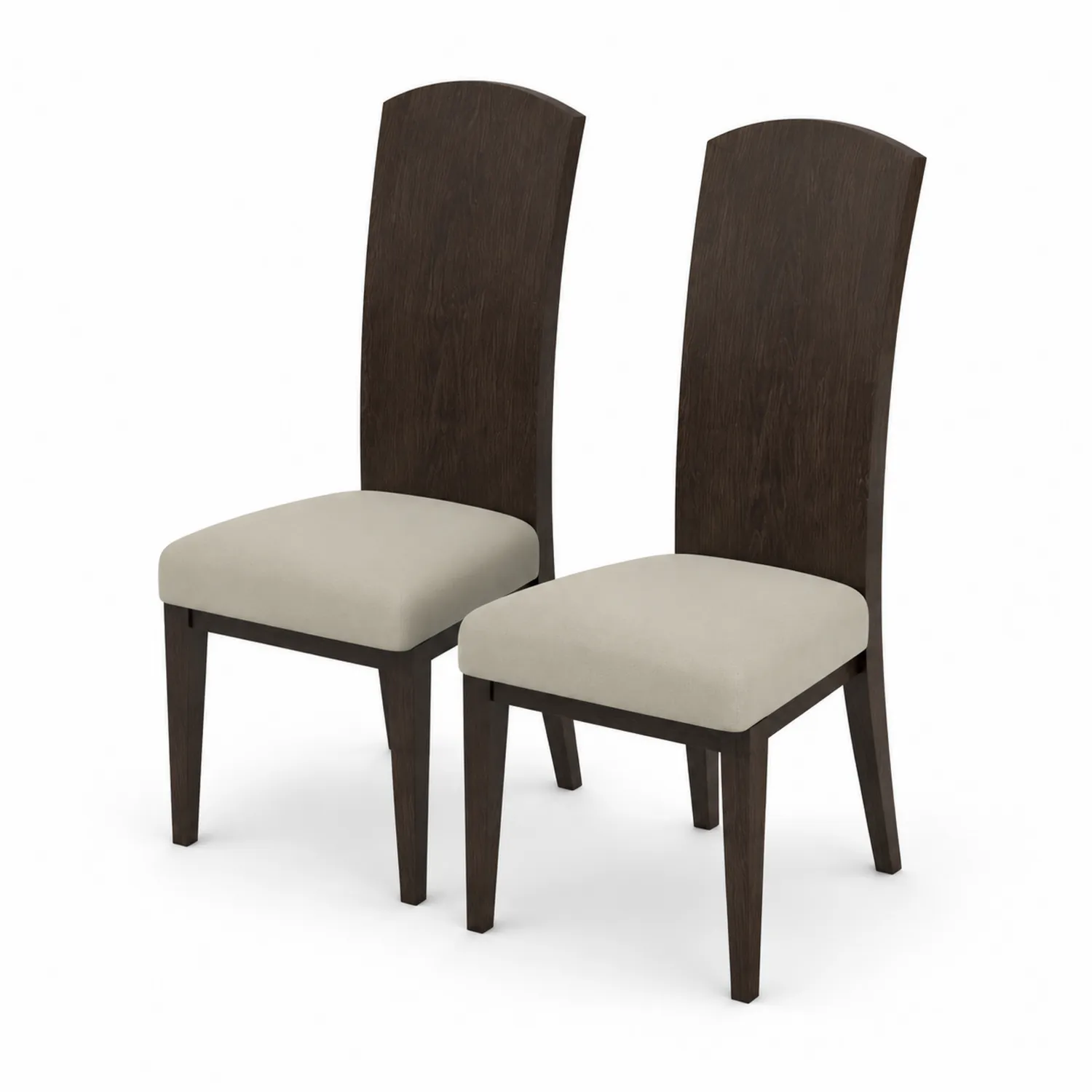Set di 2 sedie in legno marrone con seduta in tessuto beige