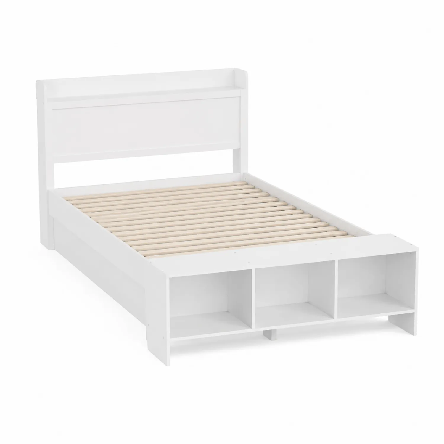 Letto singolo in legno con scomparti