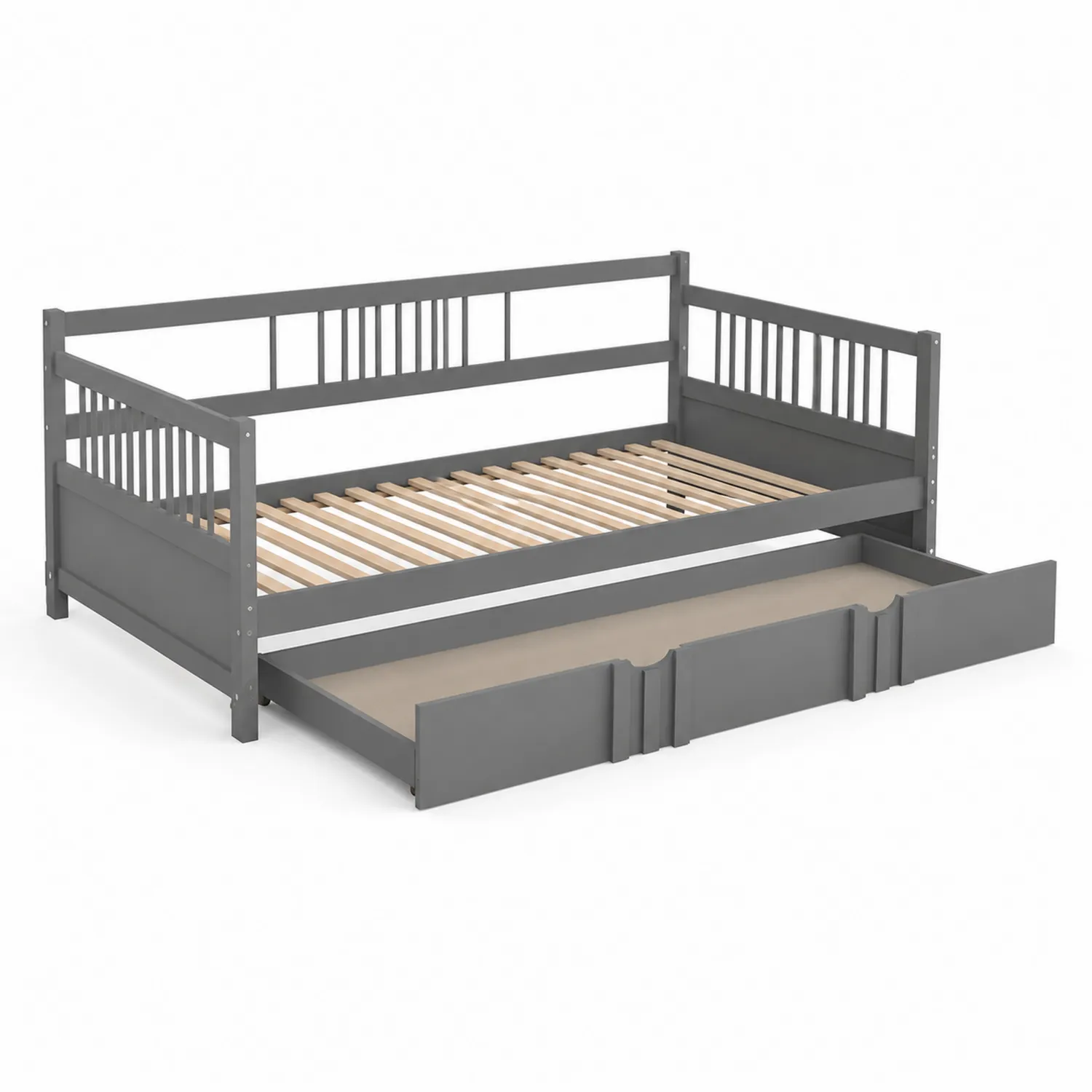 Letto da giorno in legno con cassetto grigio 200x90 cm