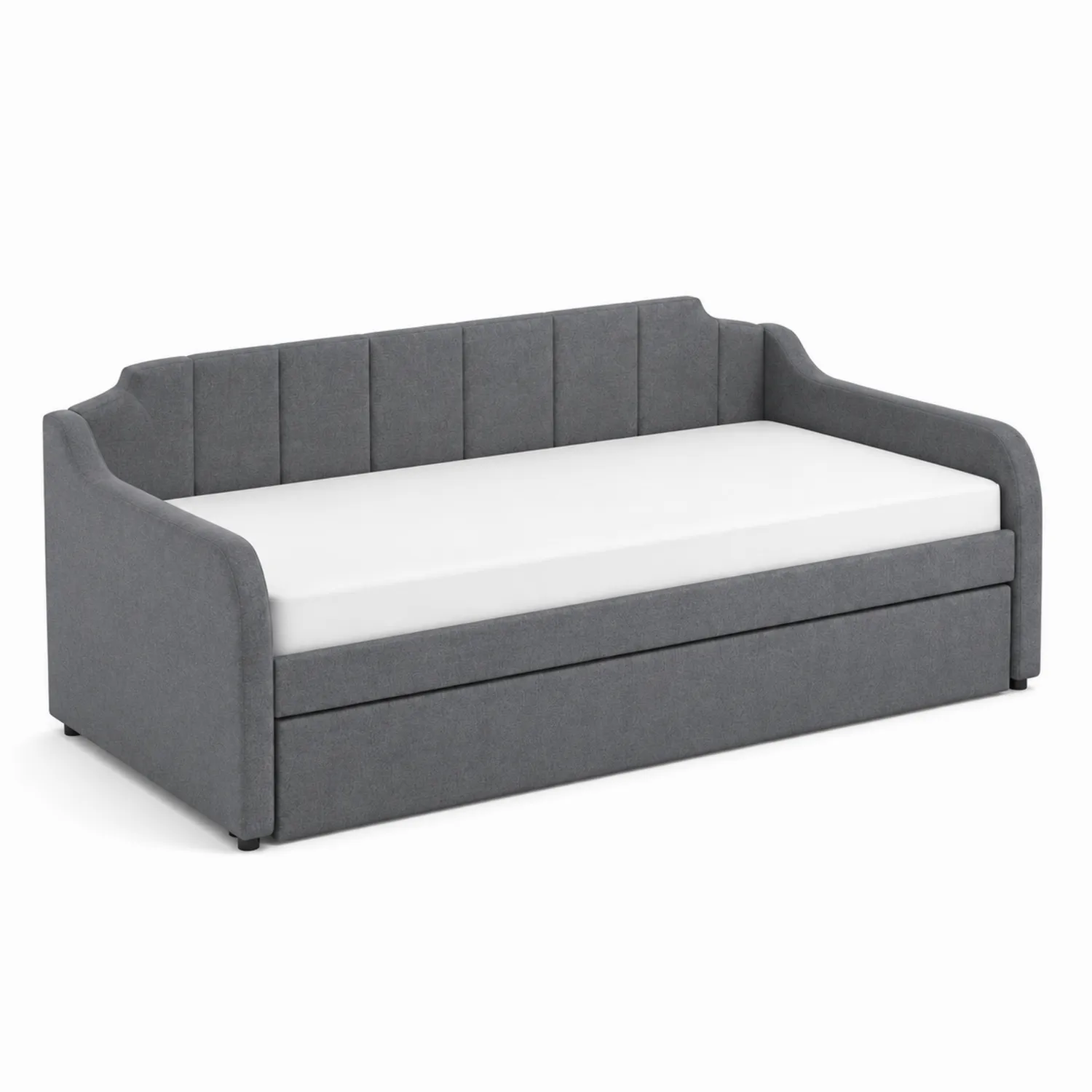 Divano Letto in Tessuto Grigio con Letto Estraibile