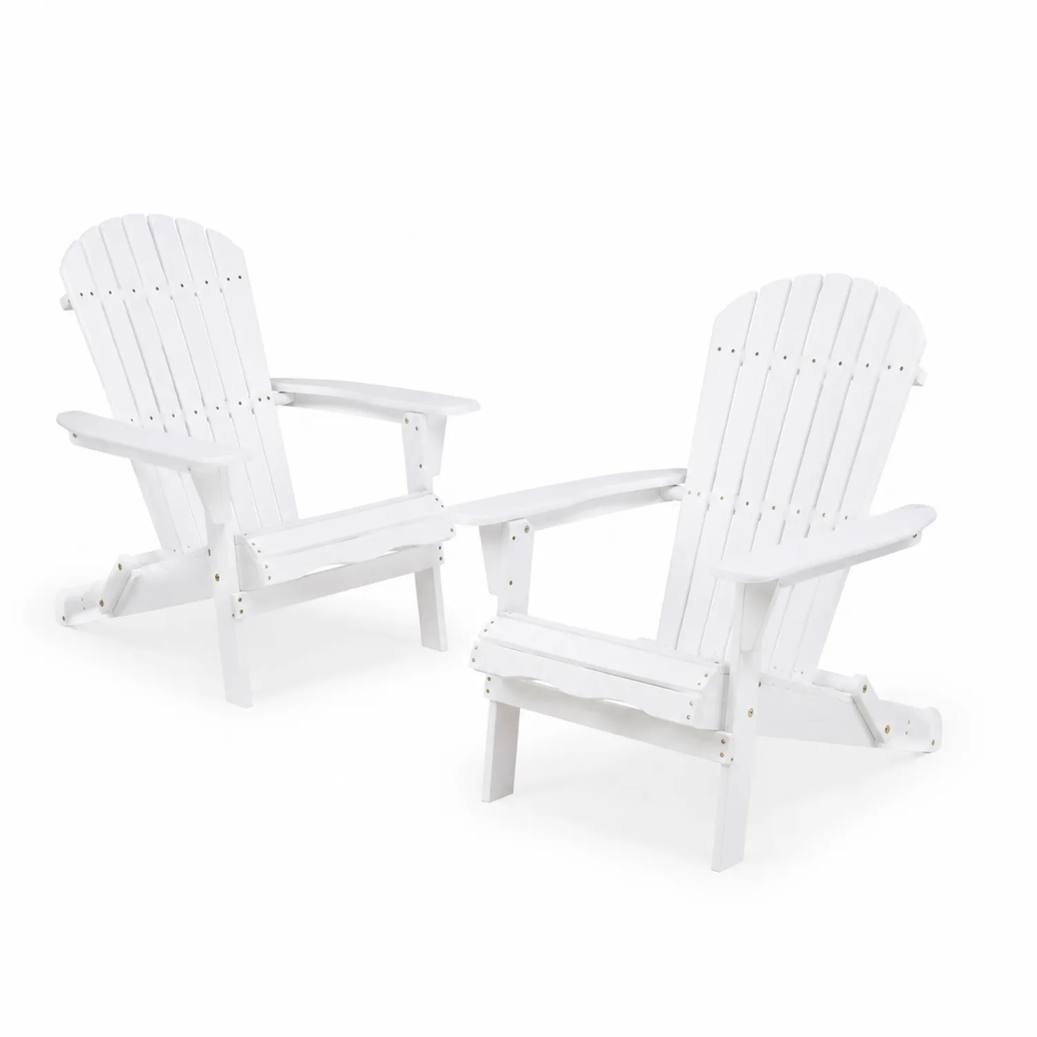 Set di 2 Sedie Adirondack in Legno di Pino Verniciate Bianche