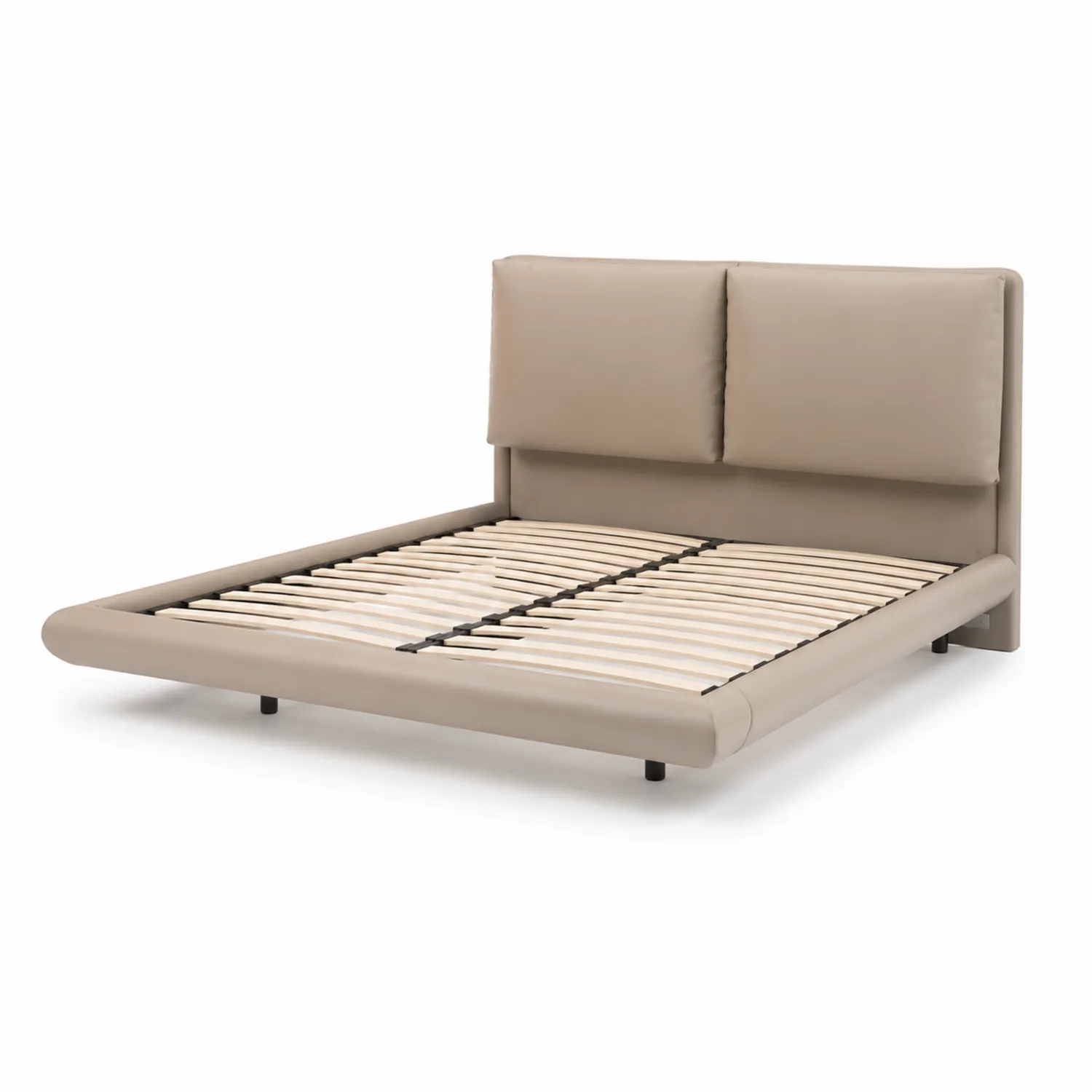 Letto matrimoniale in ecopelle beige 160x200 cm