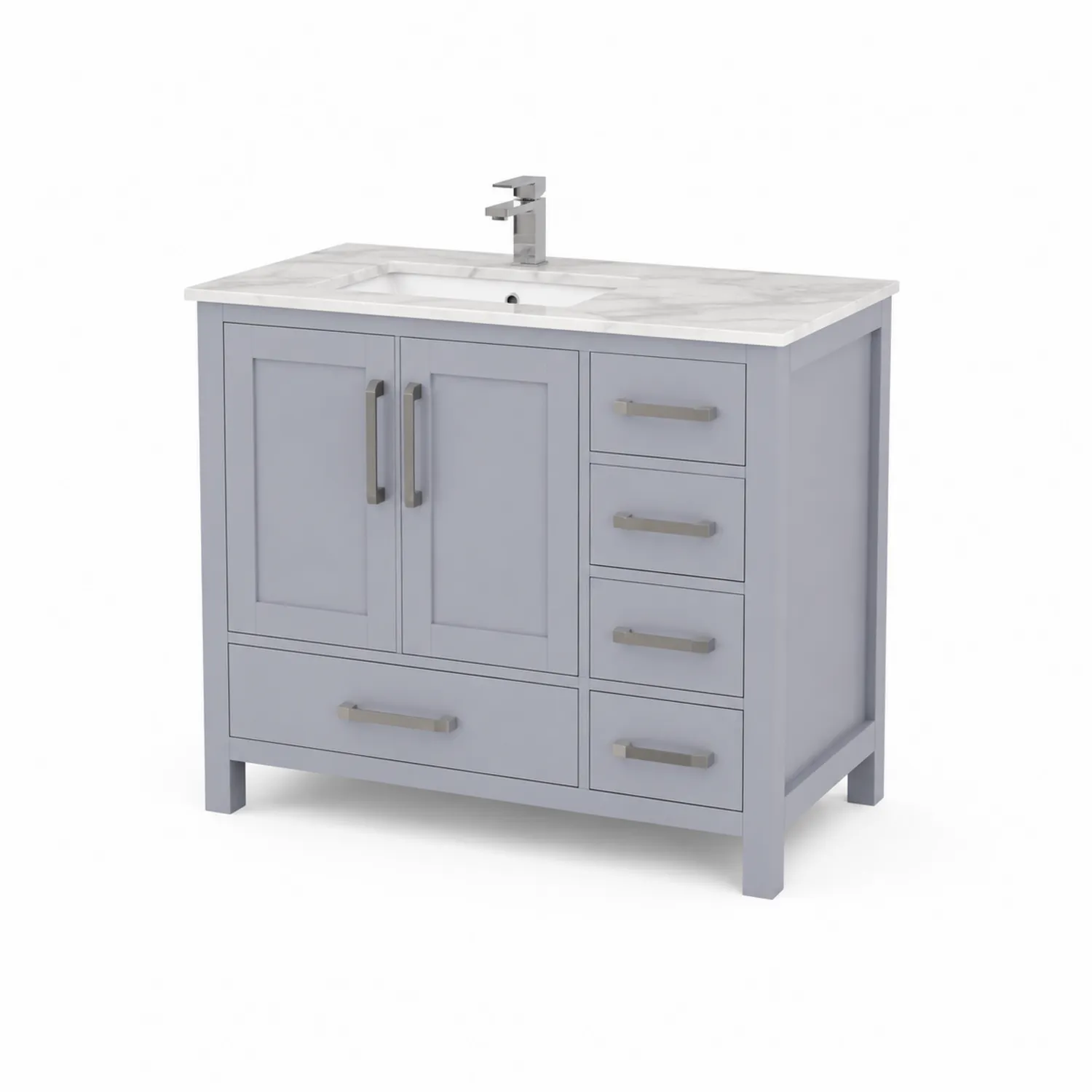 Mobile lavabo in MDF con lavandino in ceramica e piano in marmo 80x50x85 cm Grigio