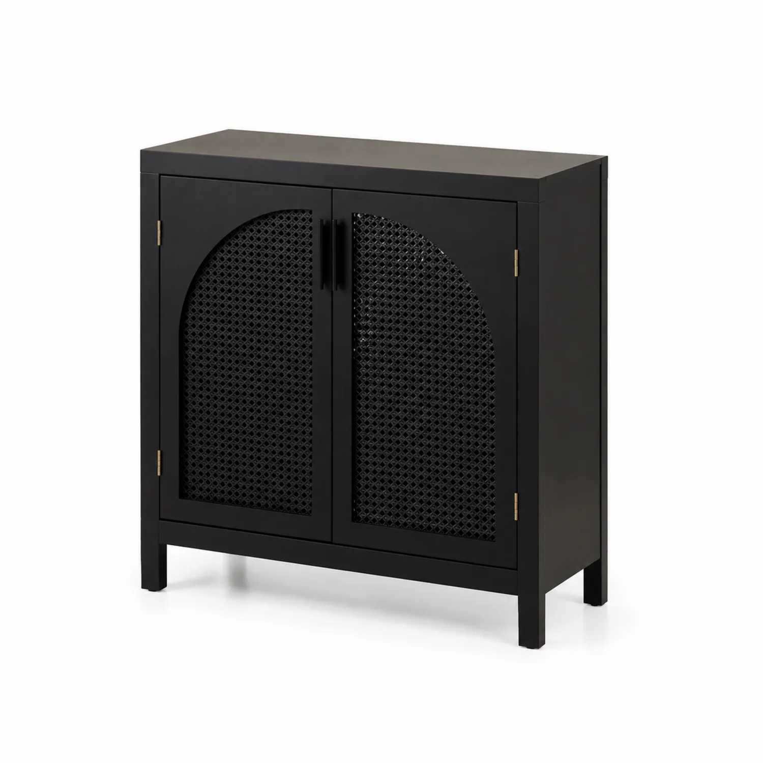 Mobile Contenitore in Legno MDF con Porte a Griglia Nere