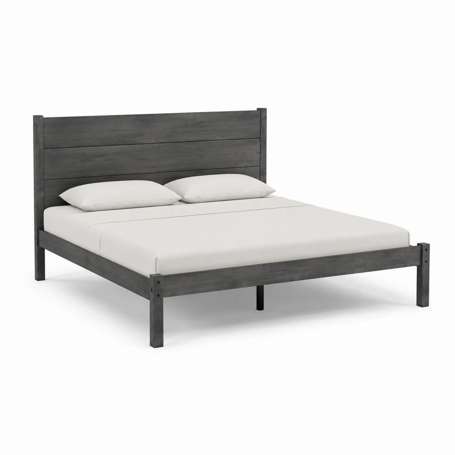 Letto in legno massello con testiera 200x160 cm Grigio scuro