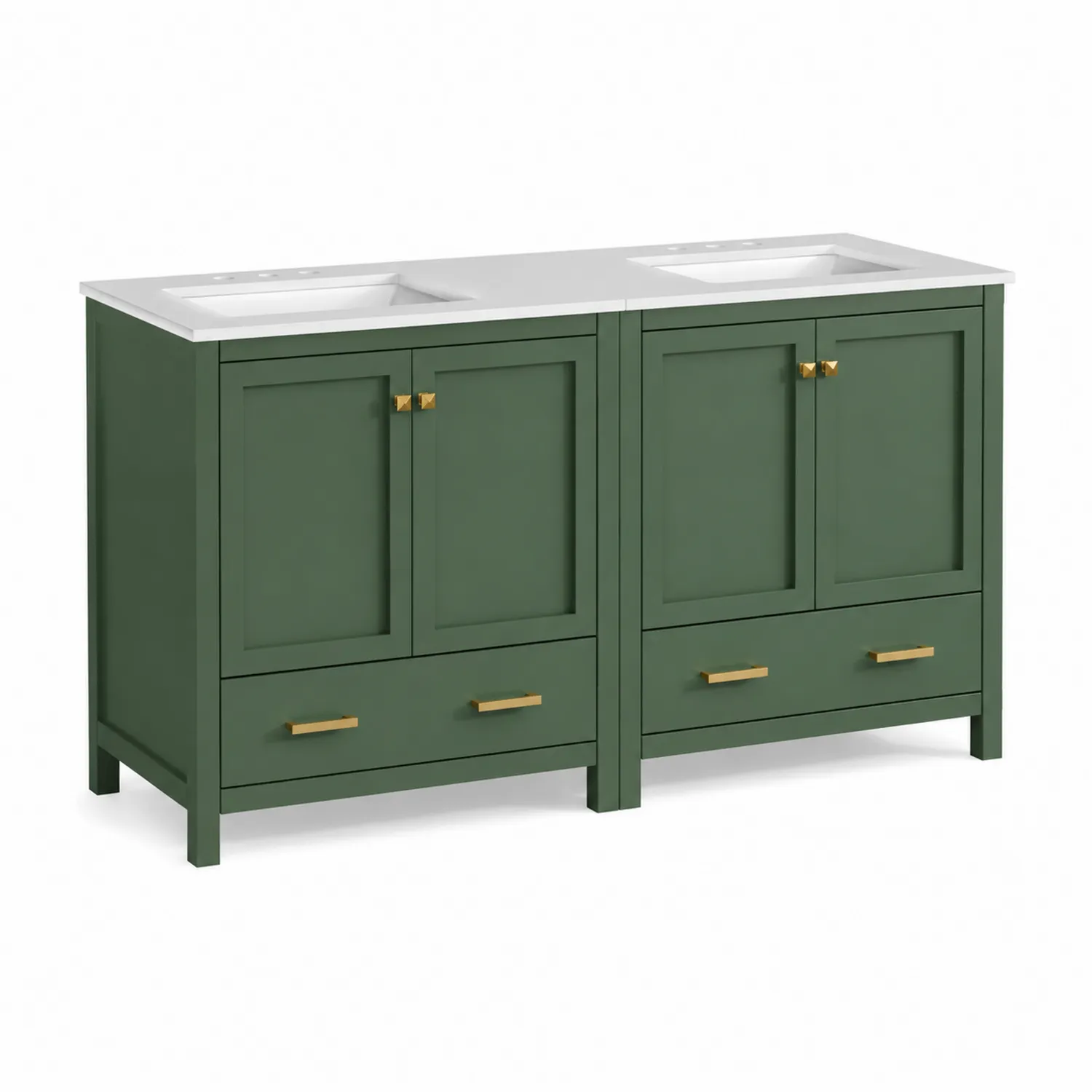 Mobile lavabo doppio in legno con superficie in marmo 180x60x90 cm Verde