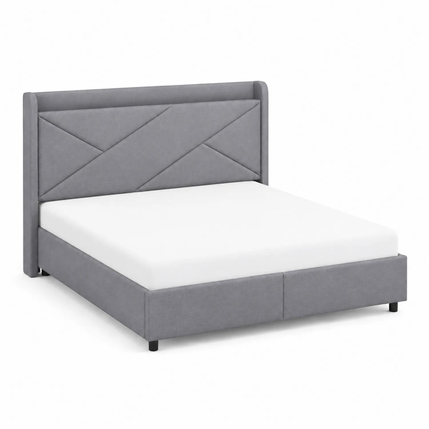 Letto in Legno e Tessuto Poliestere Grigio 200x160 cm