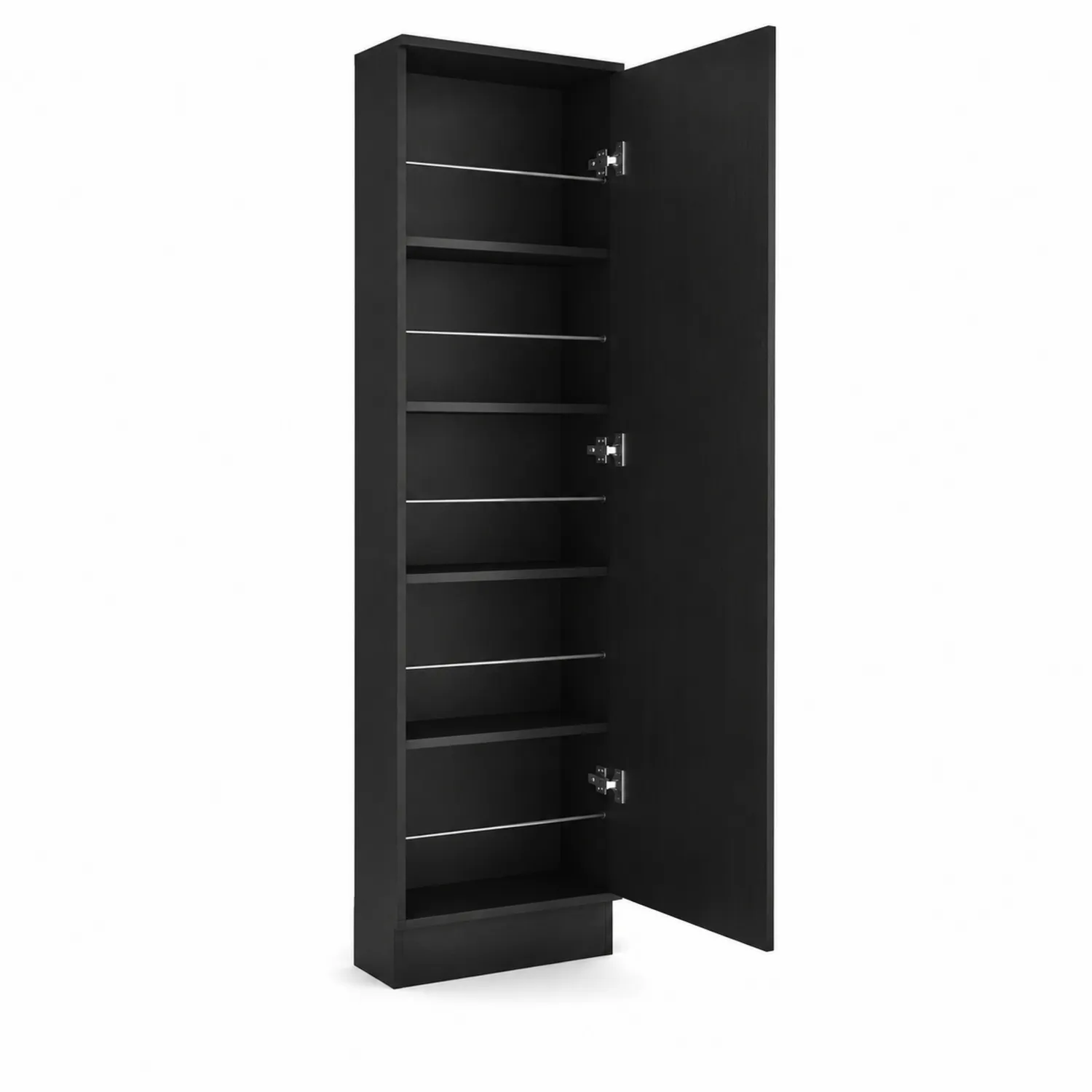 Armadio per Scarpe in Legno MDF Nero con 6 Ripiani