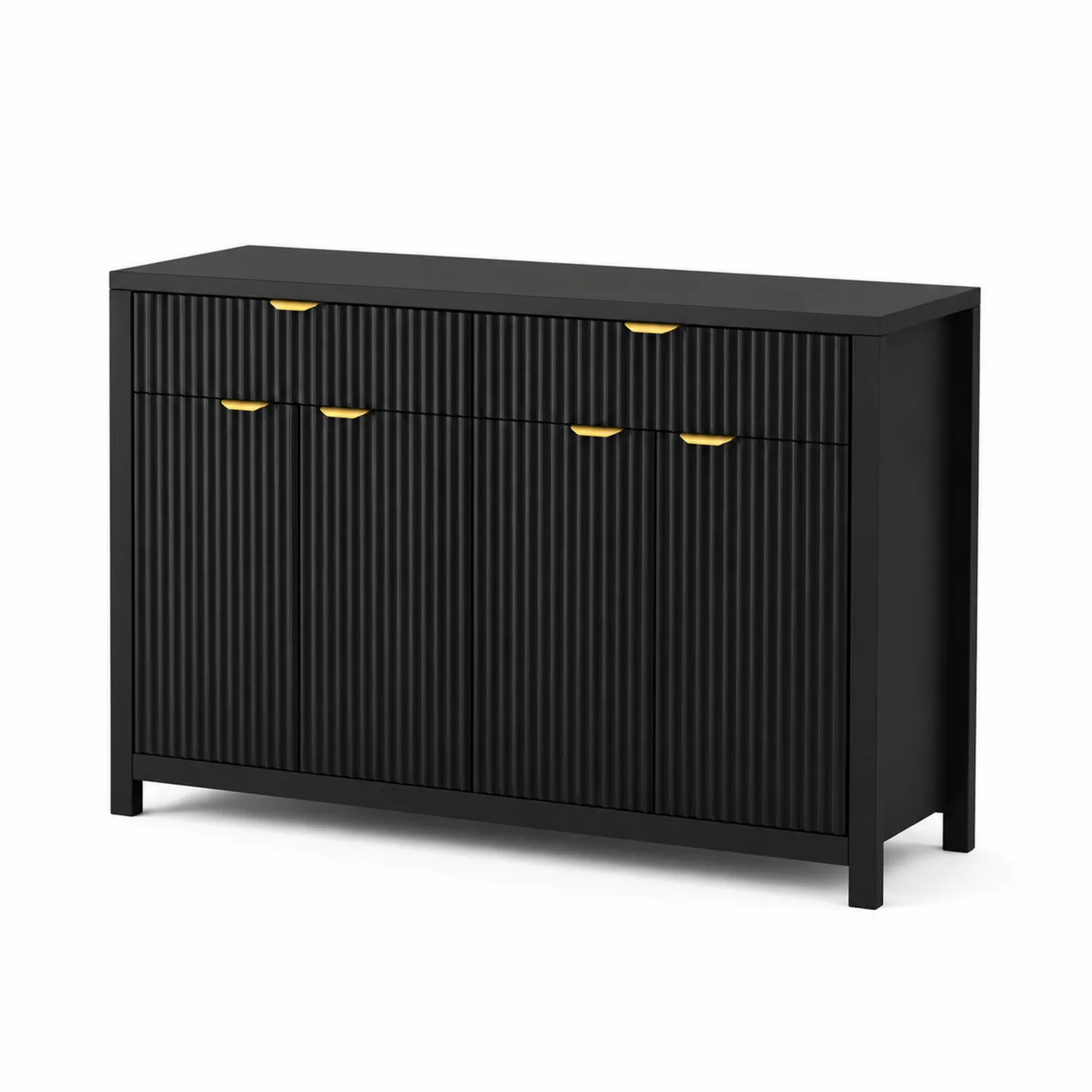 Credenza in legno nero maniglie dorate 120x40x80 cm