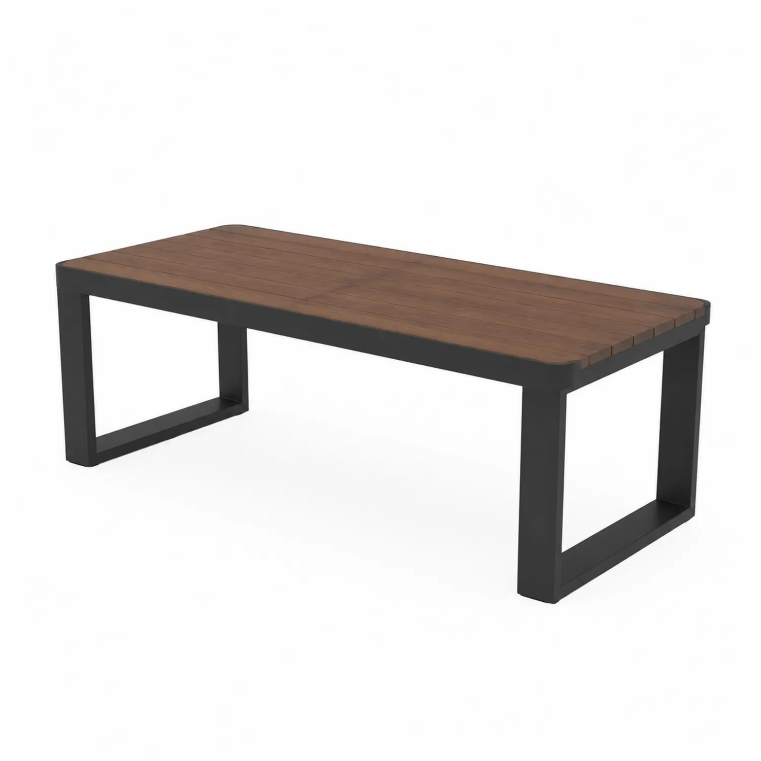 Tavolino da caffè in legno di acacia e struttura metallica nera 120x60x45 cm