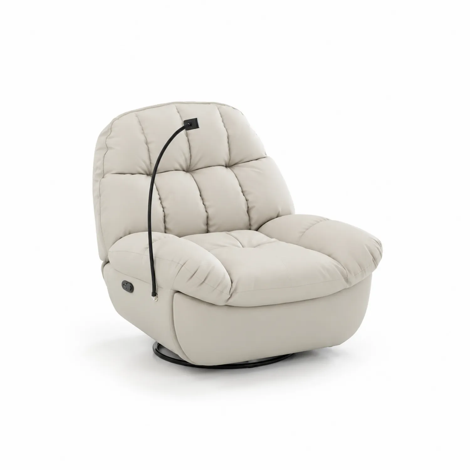 Poltrona Girevole in Ecopelle Beige con Luce LED