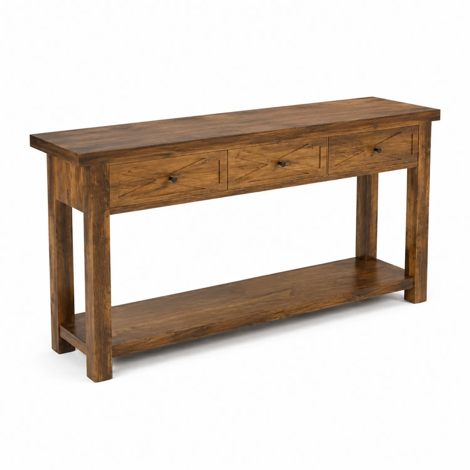 Consolle in legno massello con cassetti 120x35x80 cm