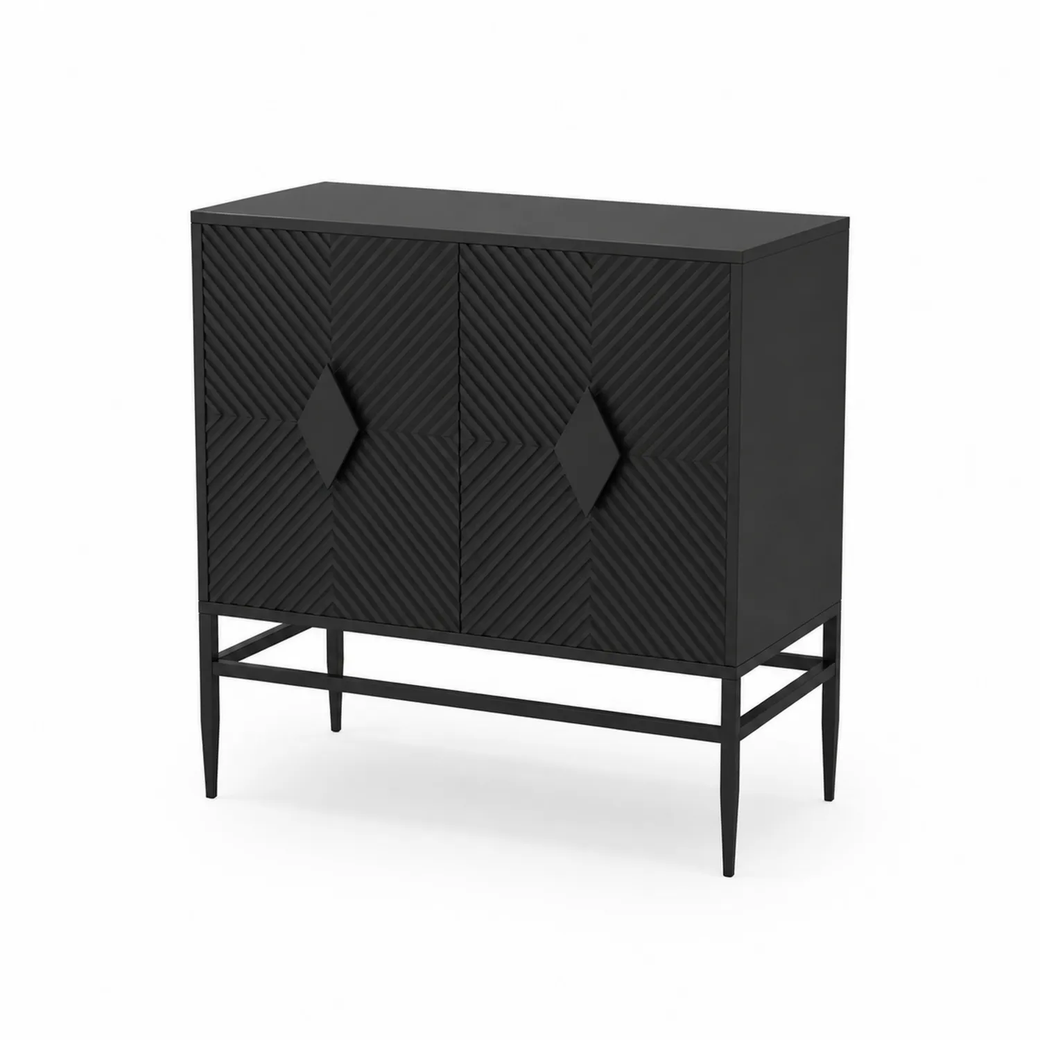 Credenza in metallo nero con design geometrico
