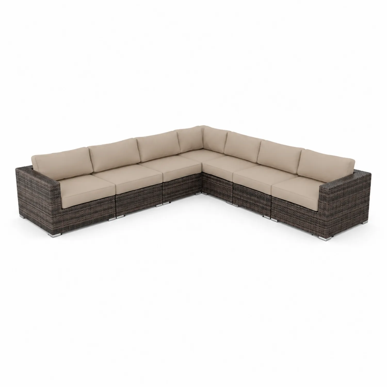 Divano Angolare da Esterno in Rattan Sintetico Marrone/Beige