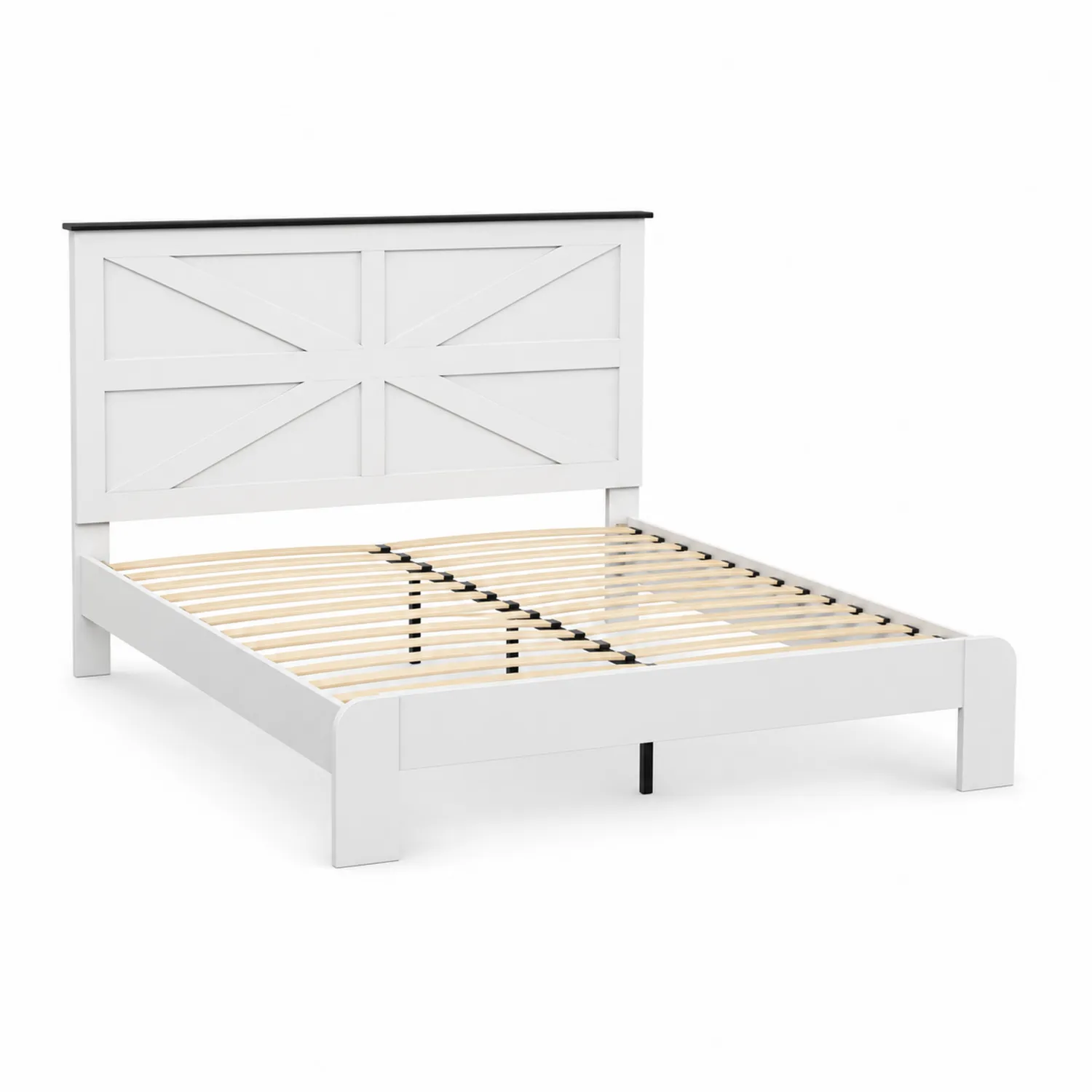 Letto matrimoniale in legno bianco e nero 160x200 cm