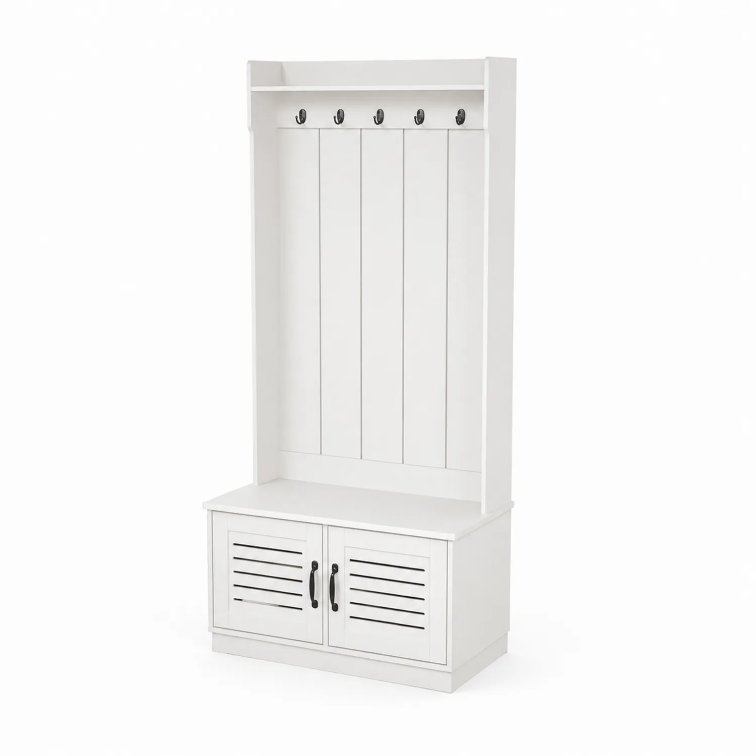 Appendiabiti con panca e armadietto in MDF Bianco