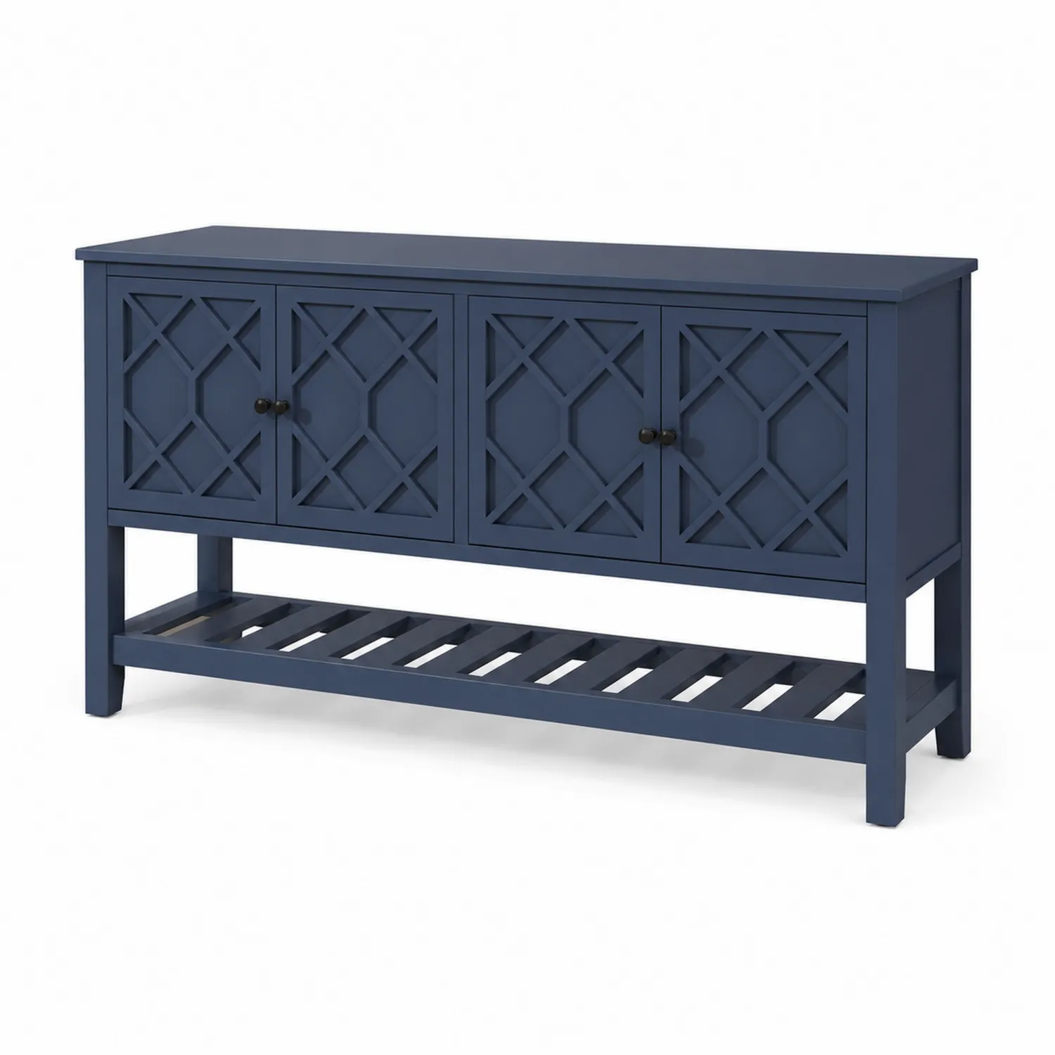 Credenza in legno di pino con 4 ante Blu