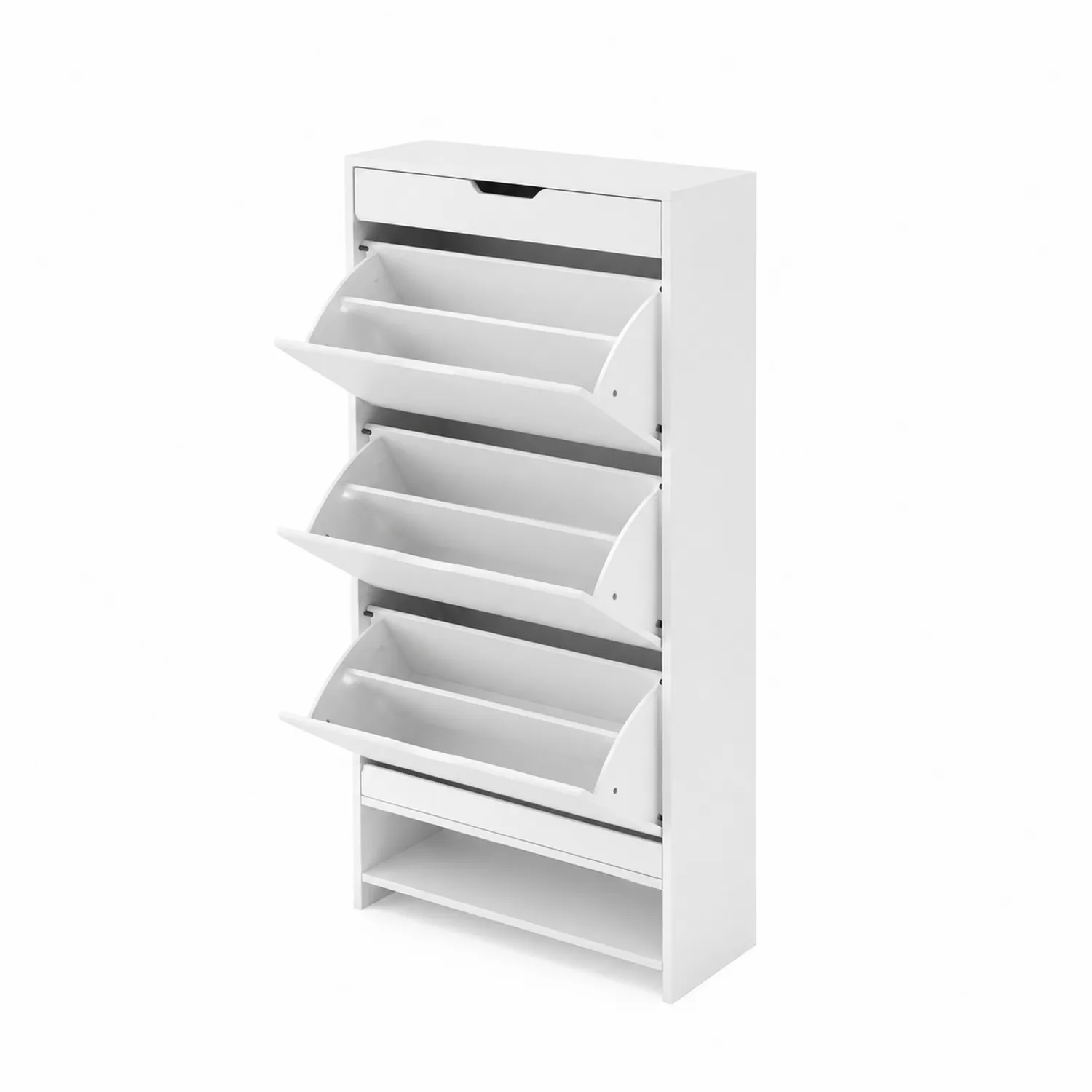 Scarpiera in Legno MDF Bianco con Scomparti Ribaltabili