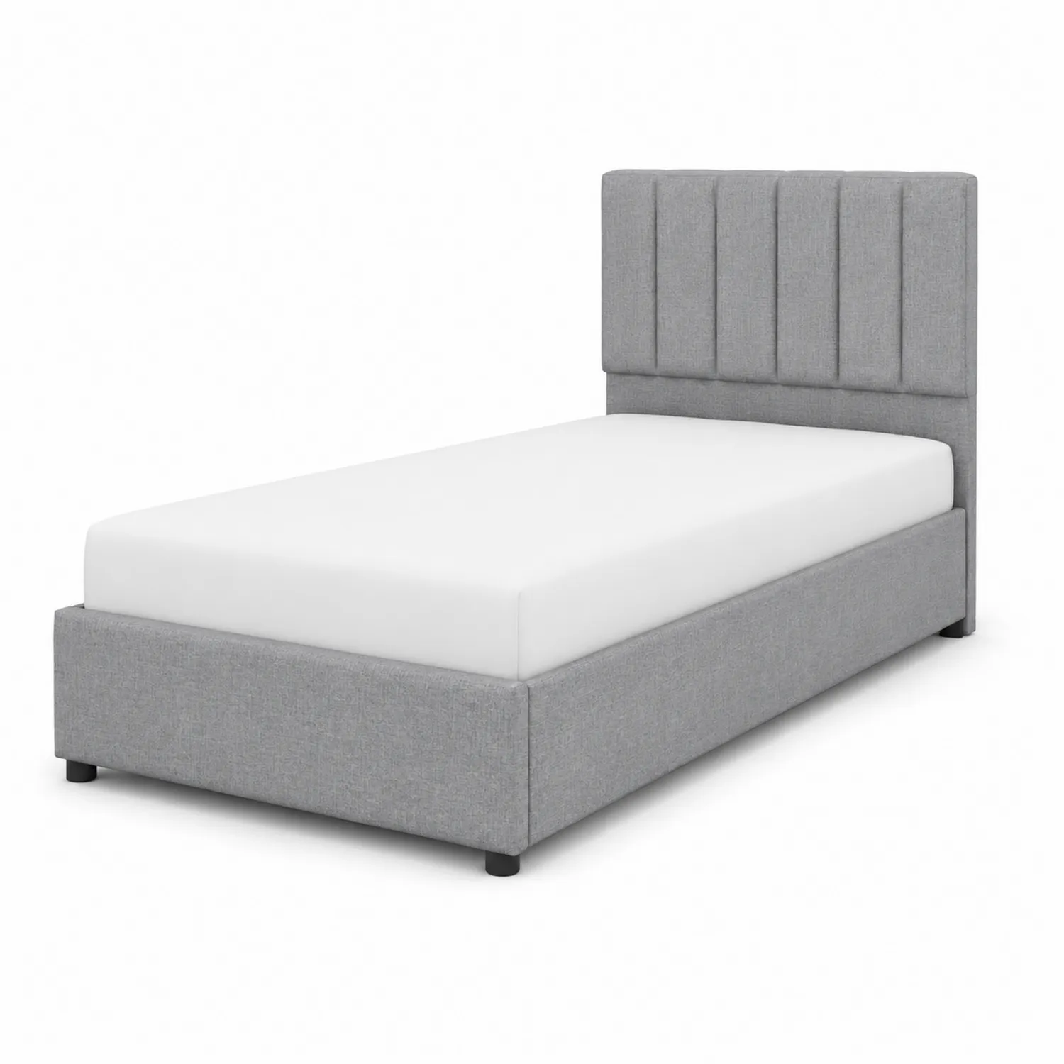 Letto Singolo in Legno e Tessuto Grigio 200x90 cm