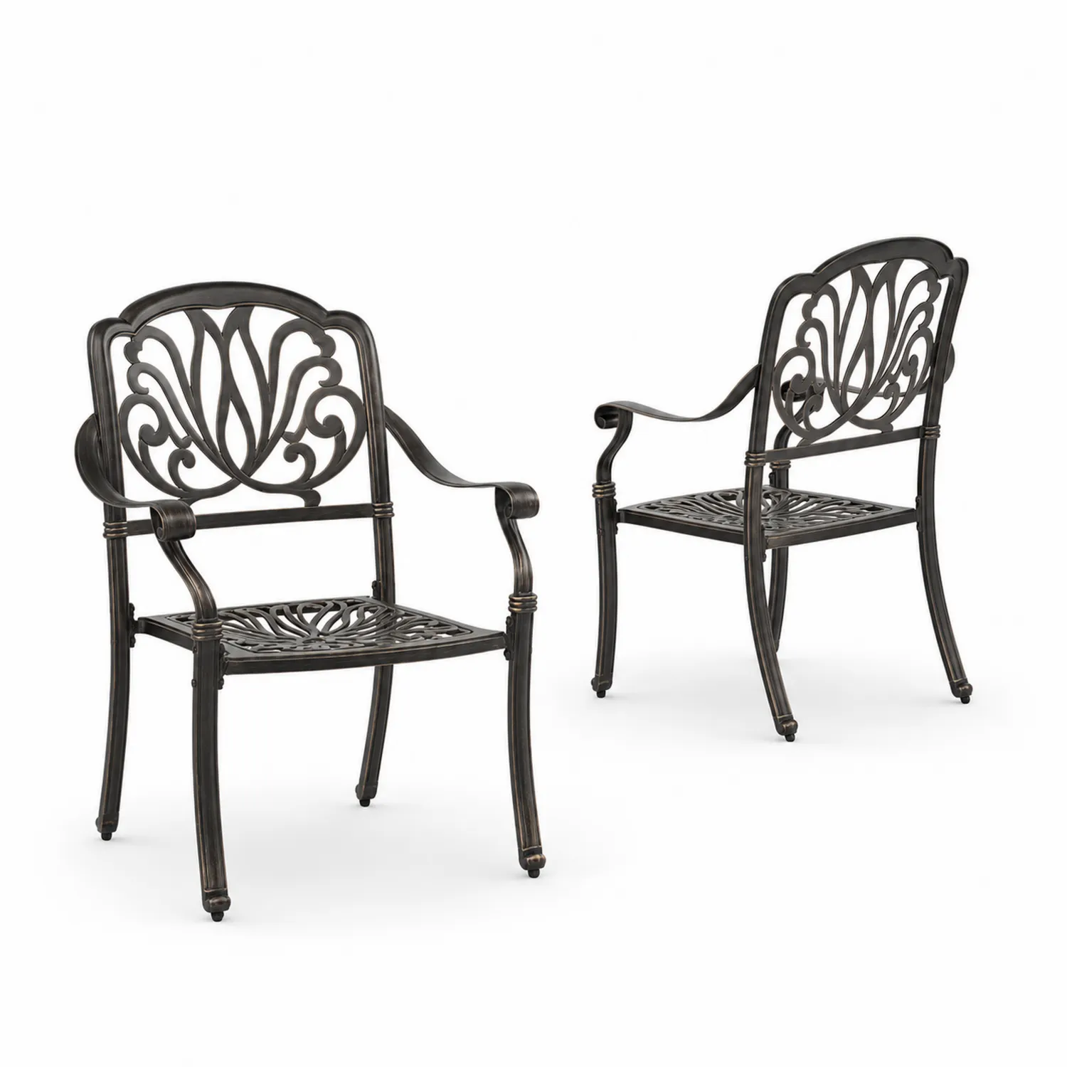 Set di Sedie da Giardino in Metallo Nero